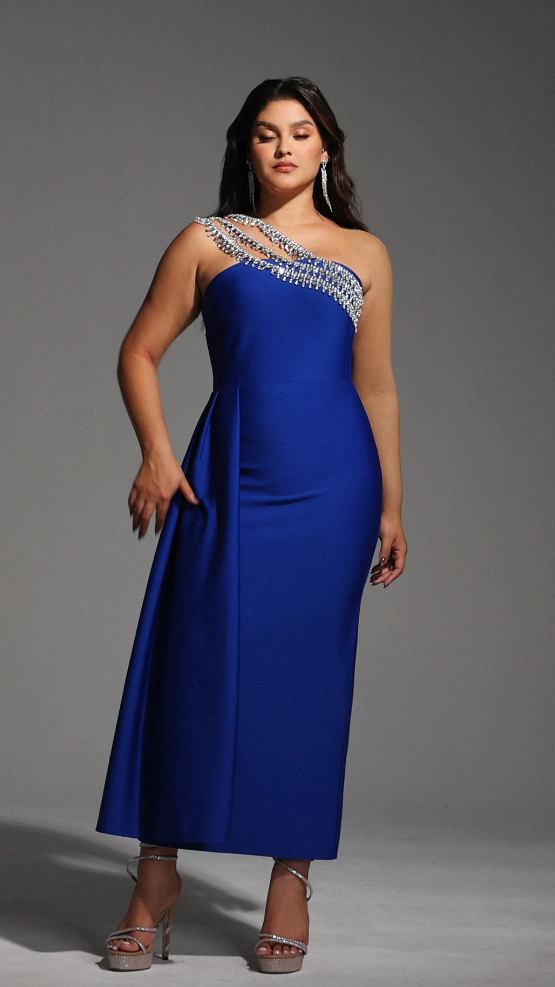 Marcella One Shoulder Diamond Bandage Maxi Dress