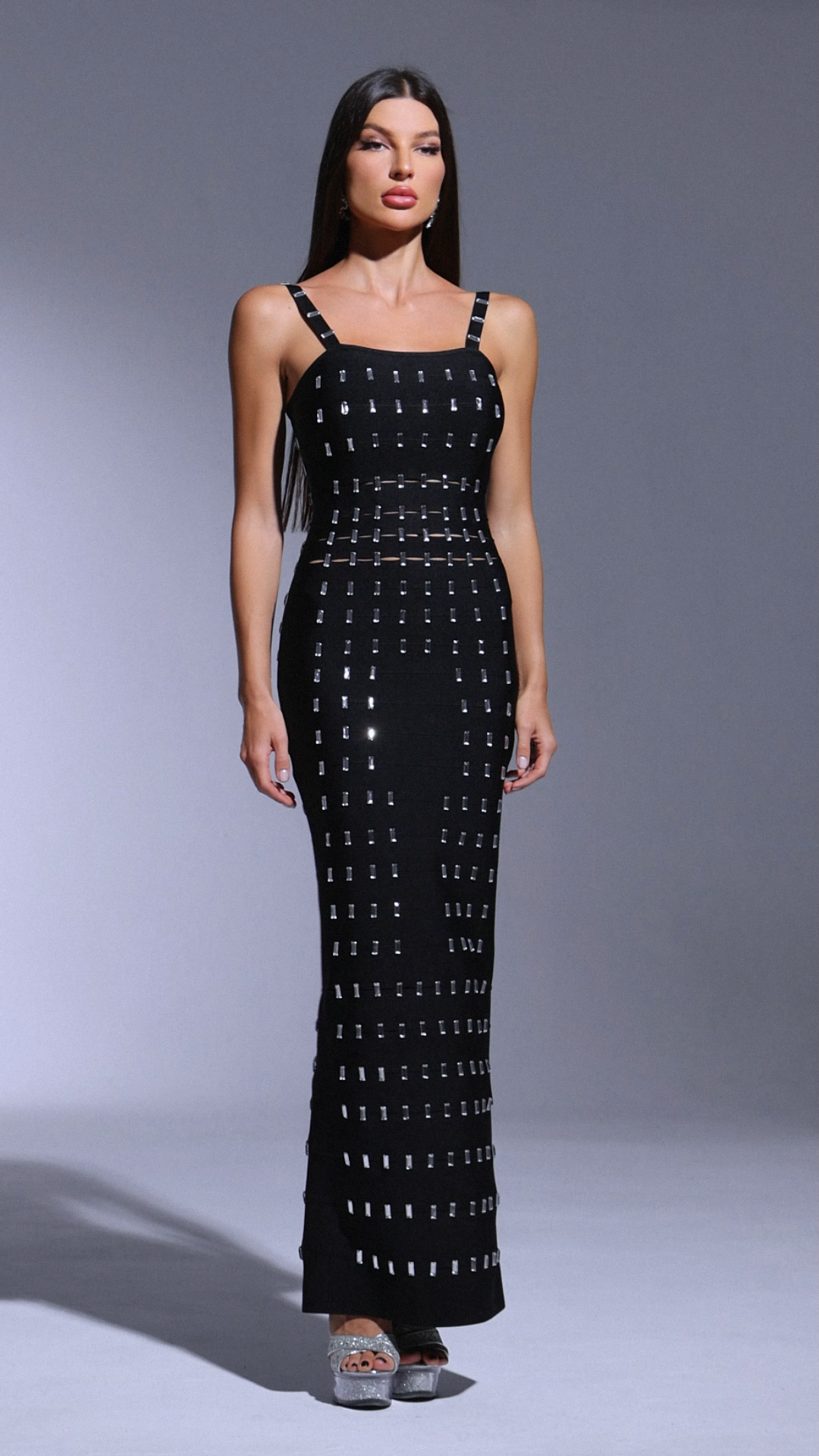 Naya Hollow Diamond Bandage  Maxi Dress
