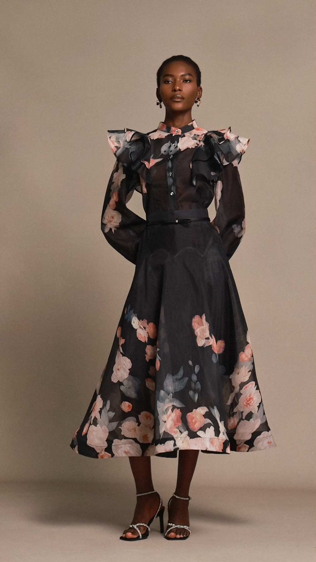 Salina Long Sleeves Floral Printed Top And Skirt Two-Piece Set