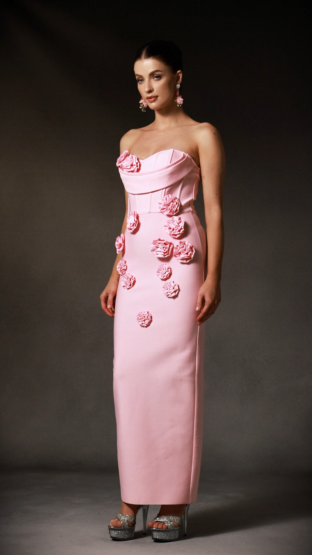 Teagan Sleeveless Flowers Bandage Maxi Dress