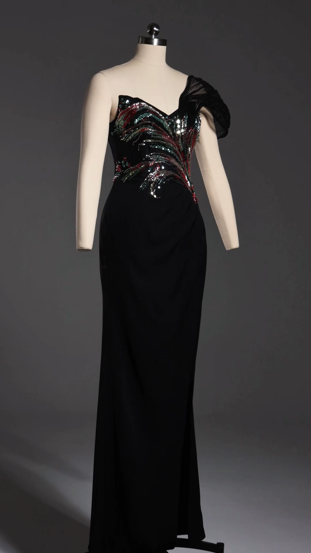 Stolen Strapless Sequin Embroidered Slit Bandage Maxi Dress