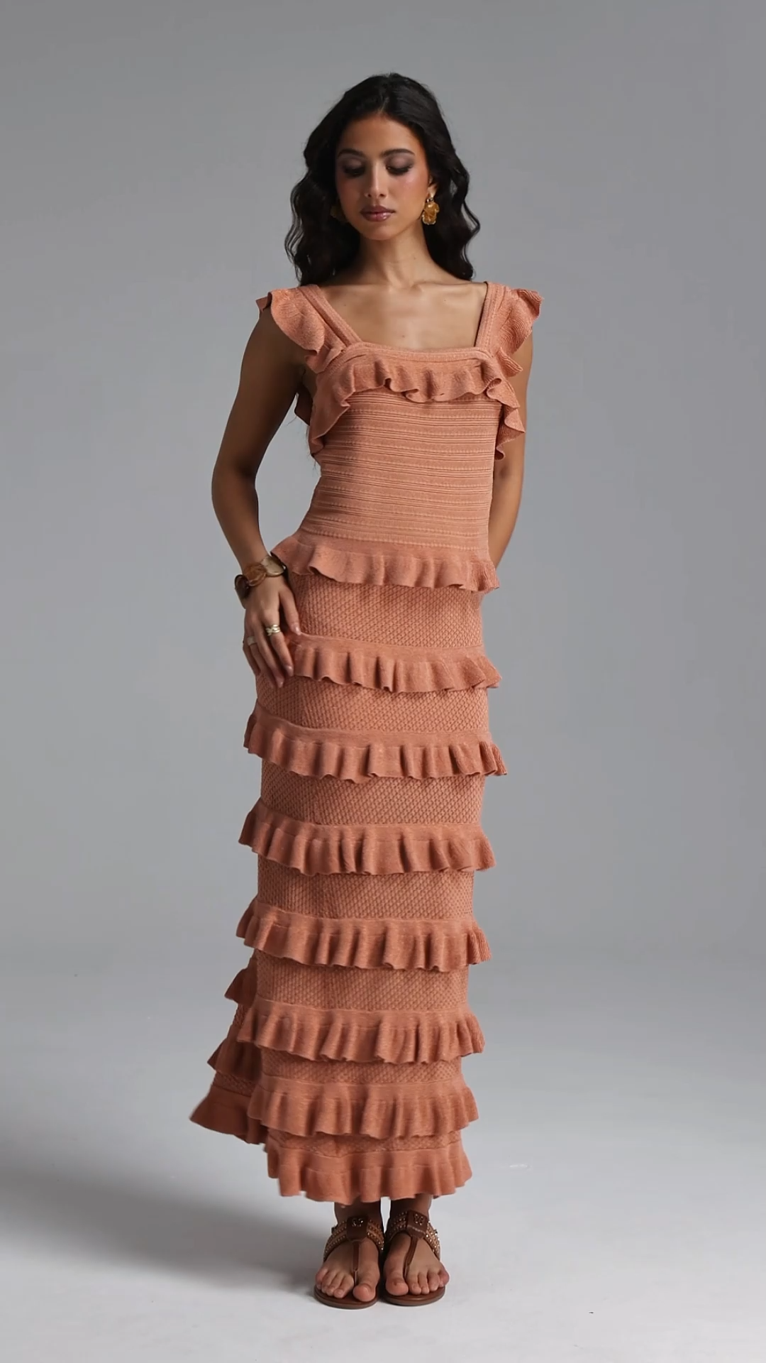 Lilya Resort Sleeveless Ruffle Knit Top and Skirt Two Piece Set
