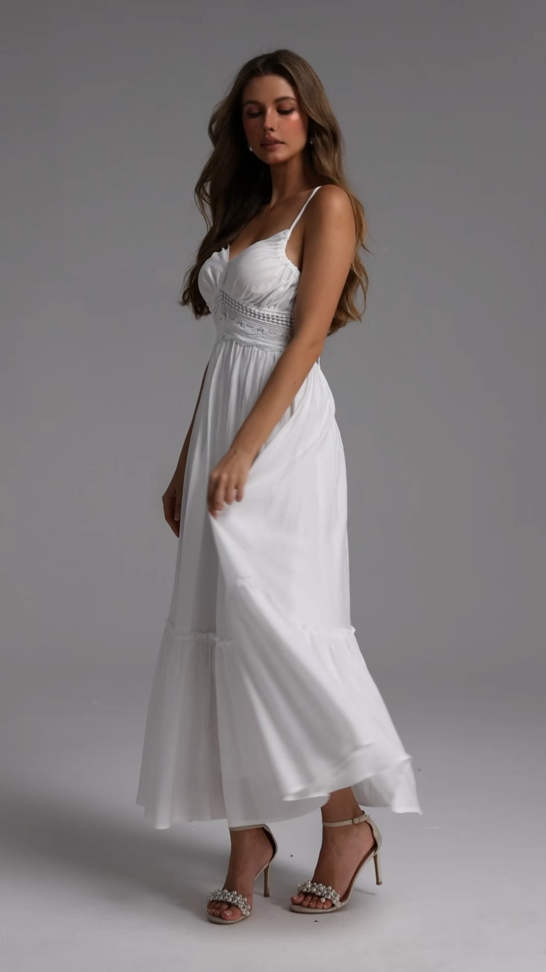 Faran Resort Flowy Ruched Woven Maxi Dress