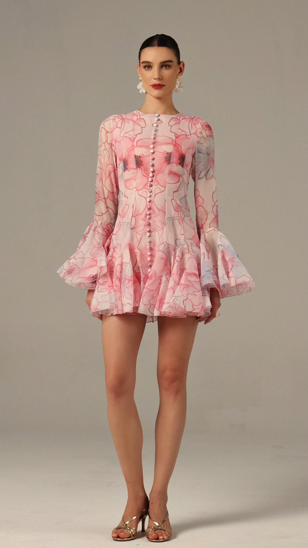 Genevieve Long Sleeves Floral Printed Mini Dress