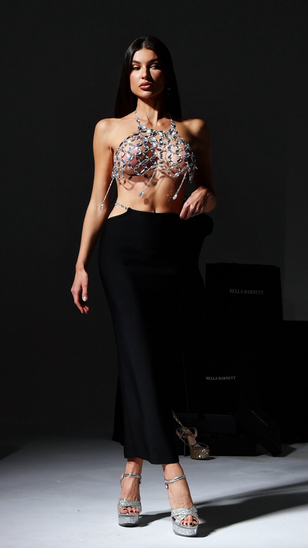 Novalee Sleeveless Halter Diamond Mini Top