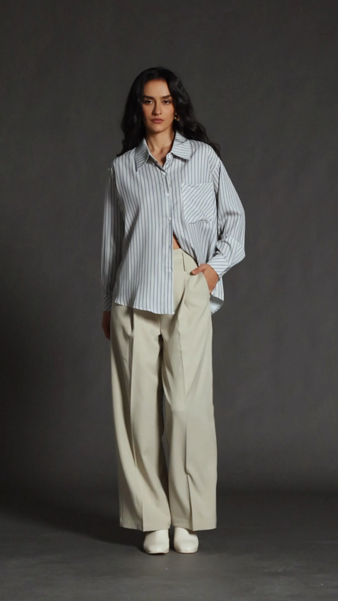 Theodora High Waist Straight Wide-Legs Suit Pants