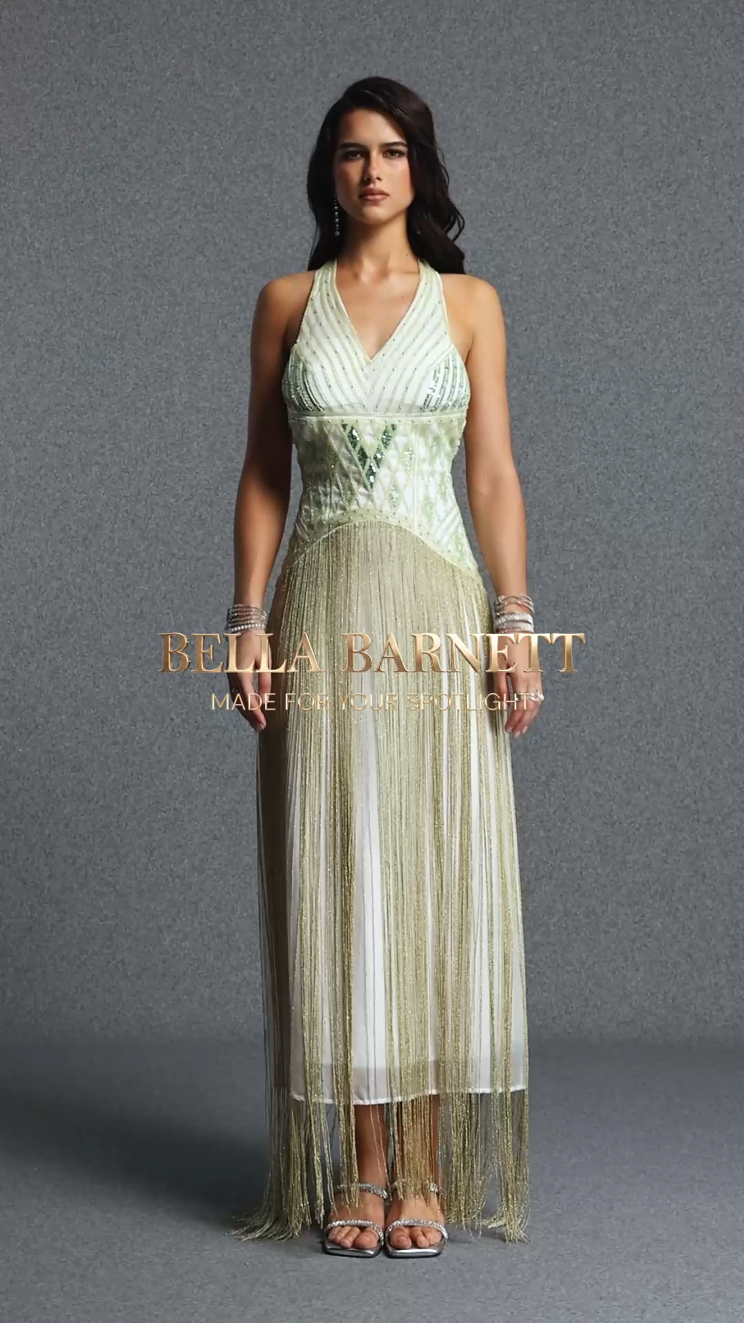 Frida Gorgeous Contour Halter V Neck Beaded Tassel Woven Maxi Dress