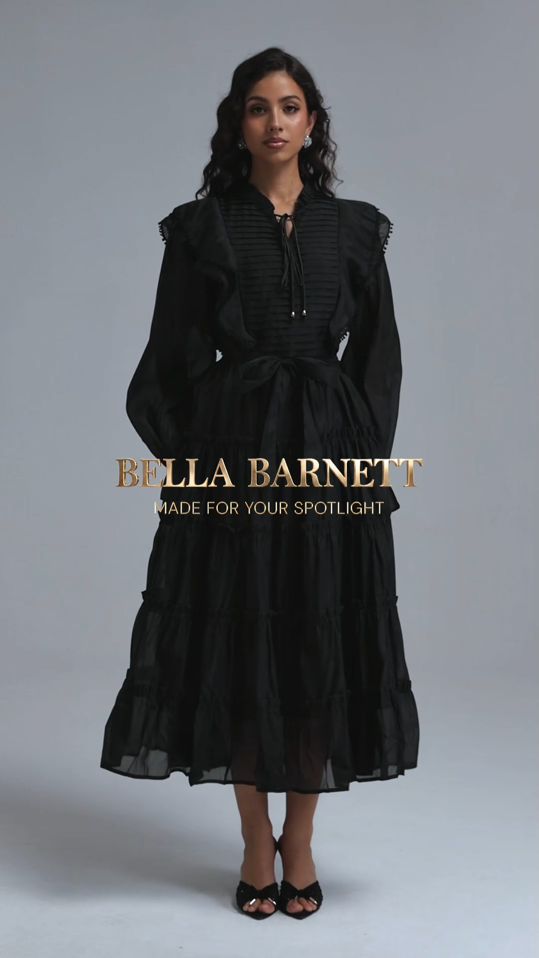 Molia Romantic Flowy Long Sleeve Ruffle Woven Maxi Dress