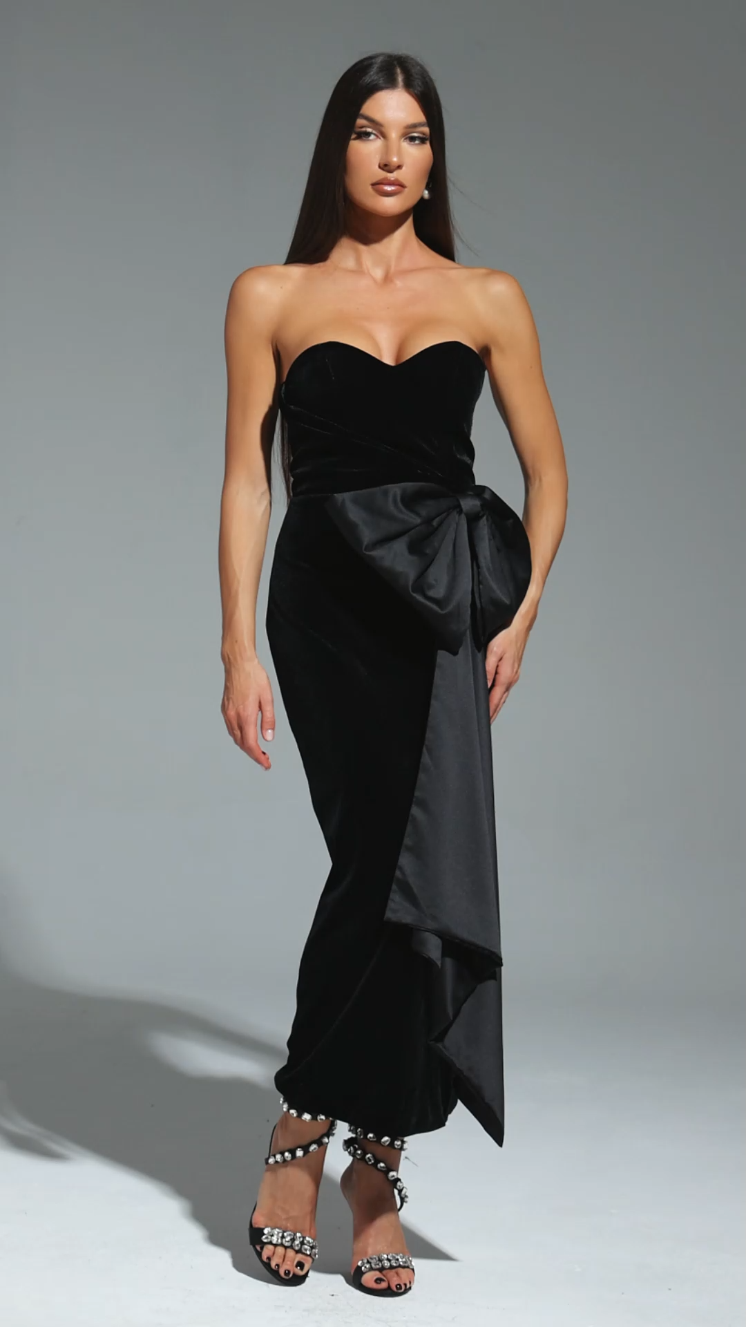 Wezal Sleeveless Slit Bow Maxi Dress