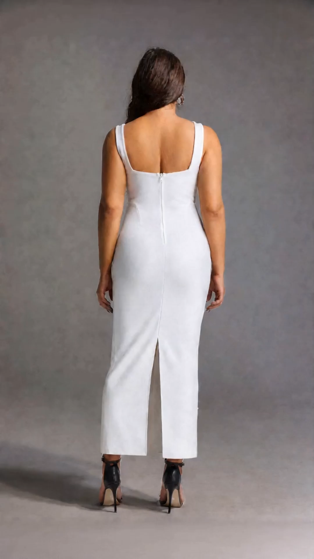 Shea Elegant Contour Square Neck Floral Pearl Bandage Maxi Dress