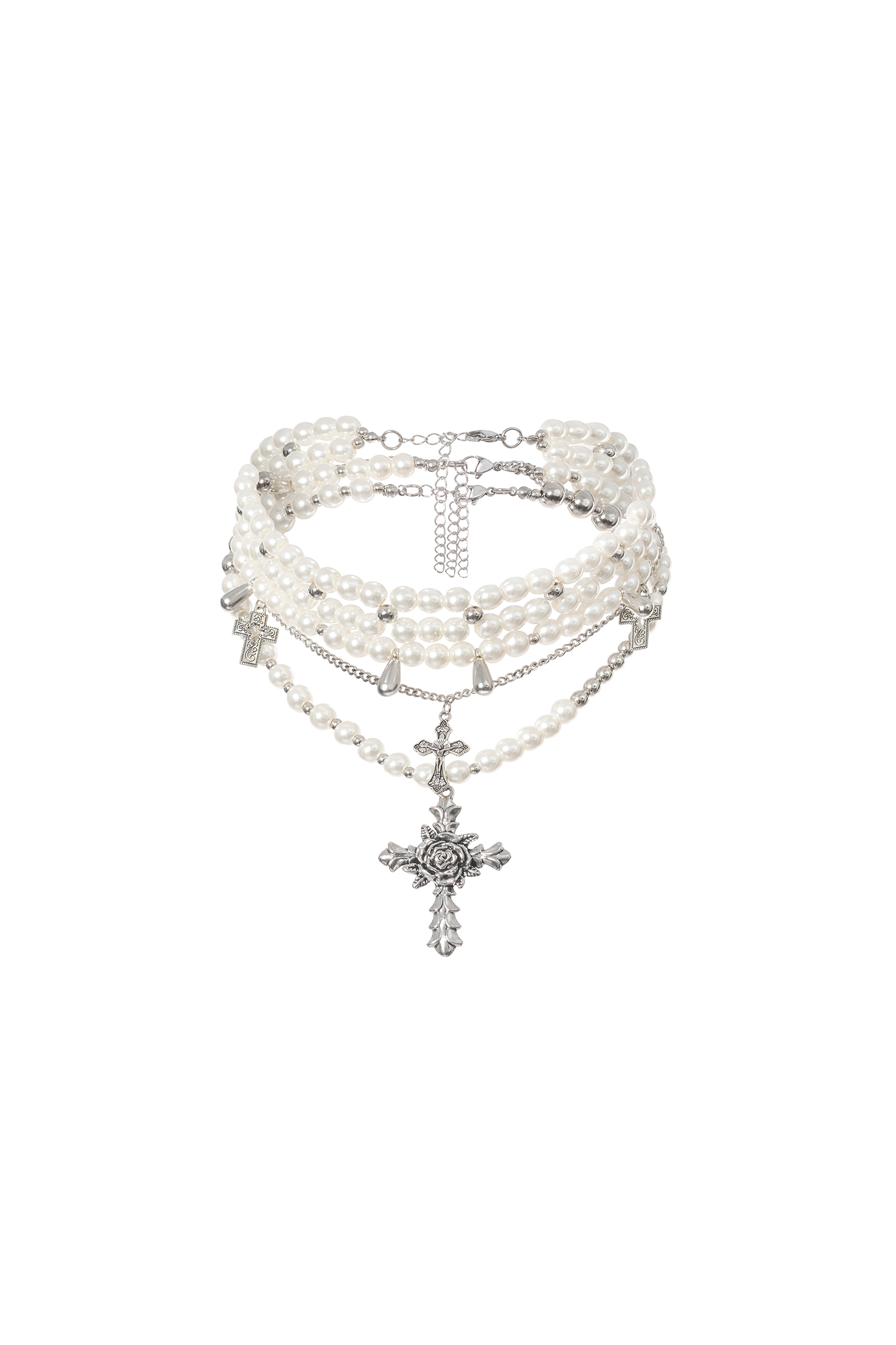 Julia Triple Pearls Cross Necklace
