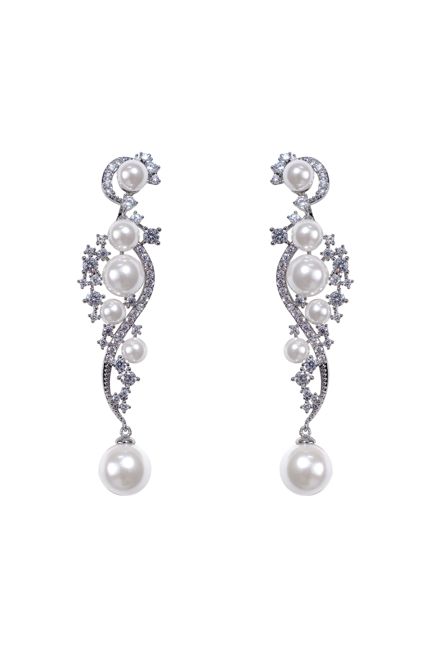 Zeren Pearl Geometry Diamond Earrings