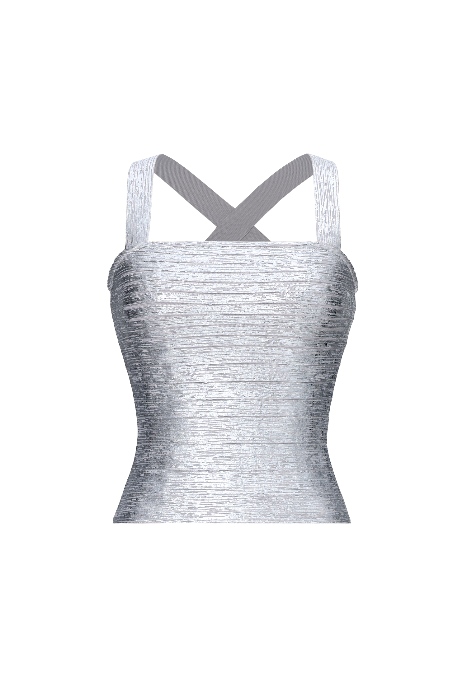 Teray Classic Contour Metallic Silver Bandage Top – Bellabarnett