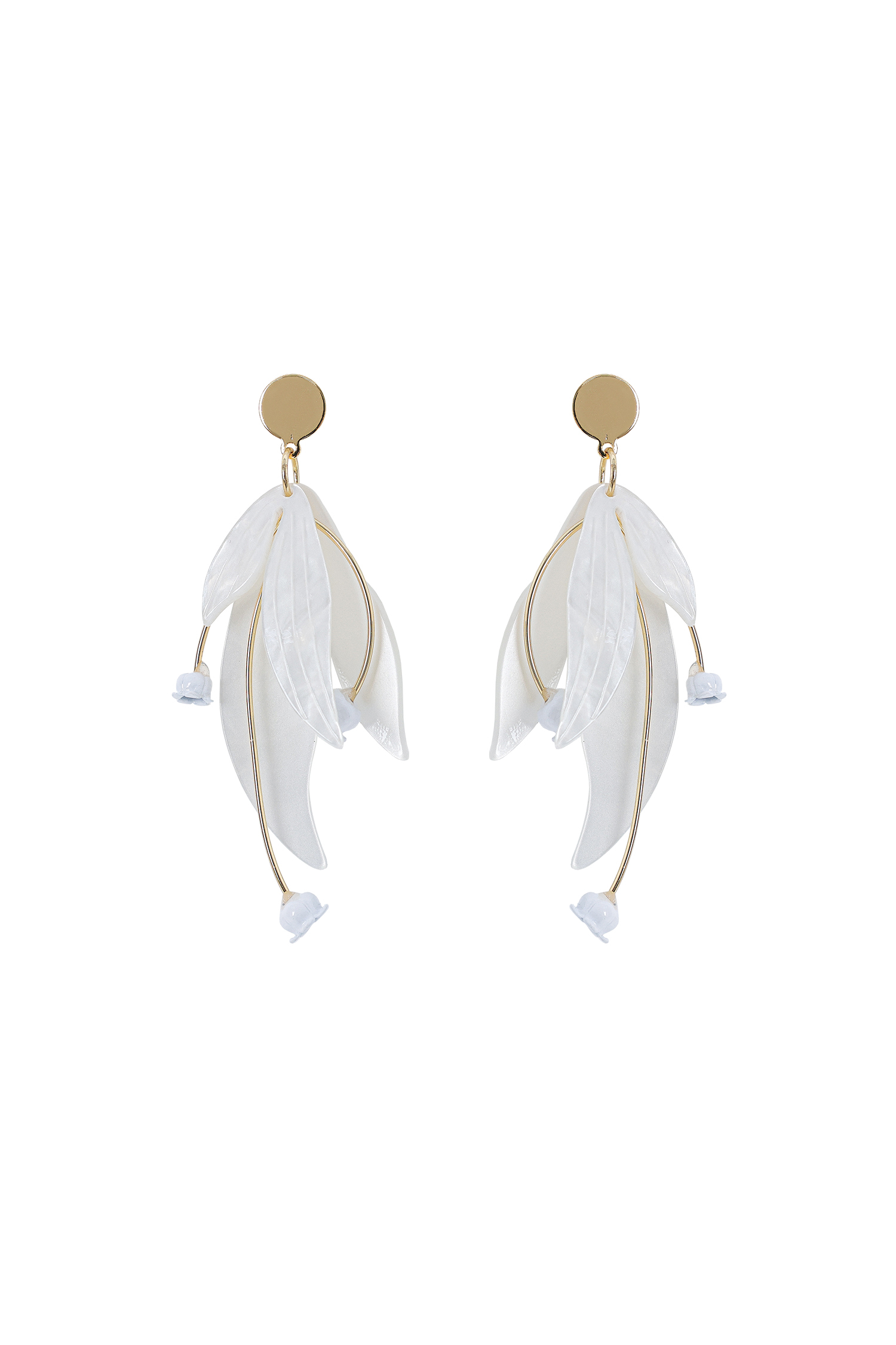Pale Resin Leaf  Flower Earrings
