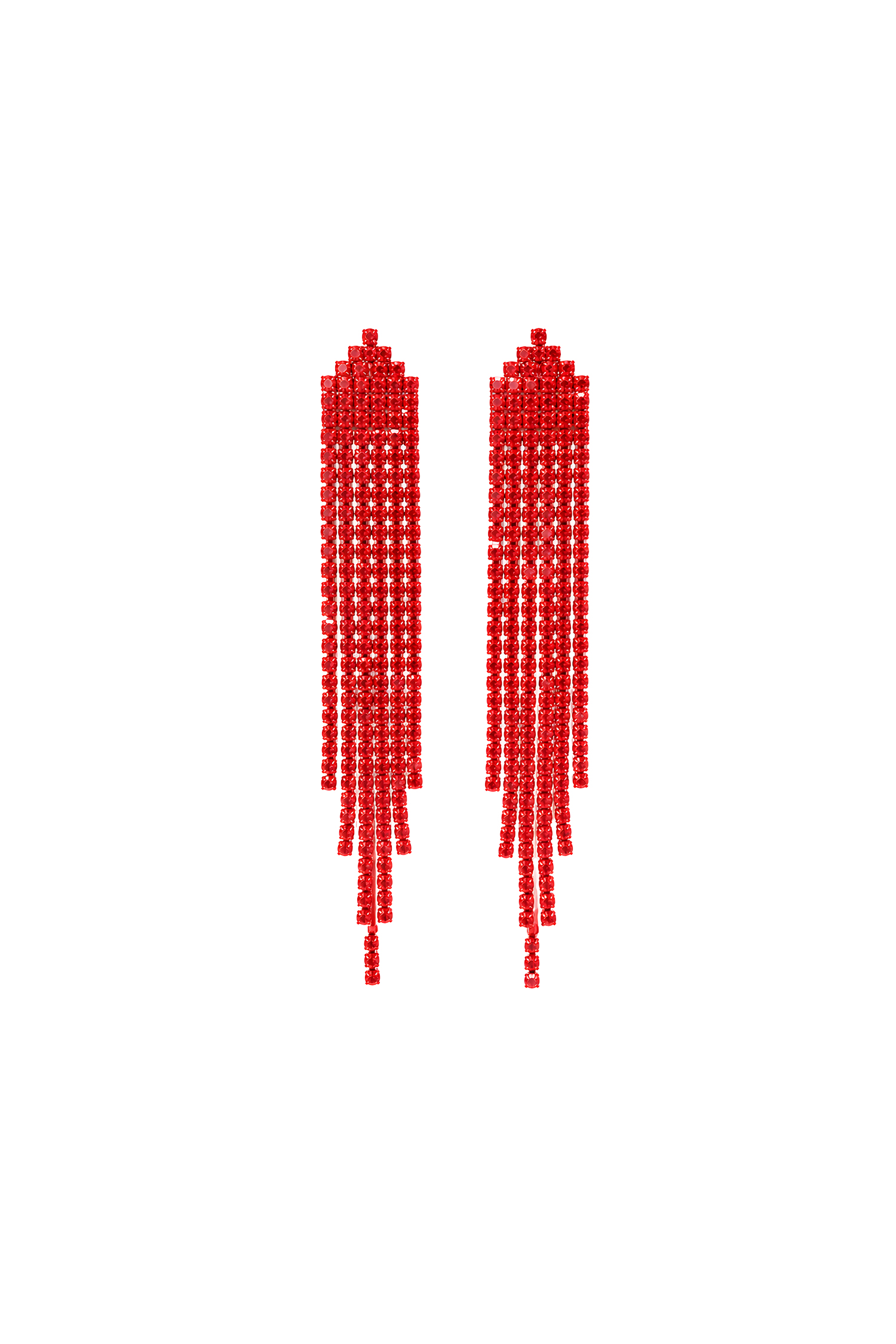 Lafare Multi Layer Long Rhinestone Tassel Earrings