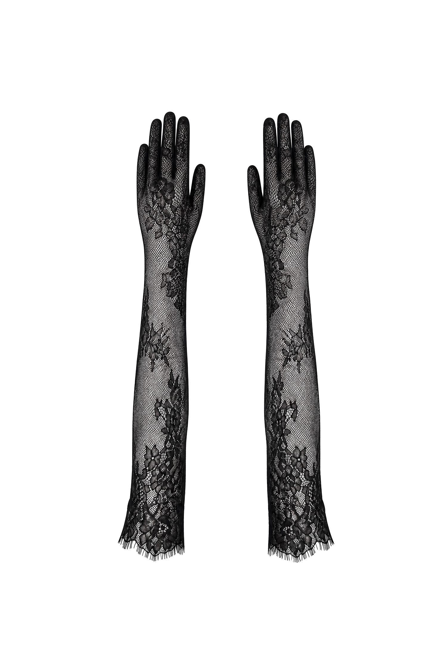 Rania Vintage Gothic Floral Lace Long Gloves