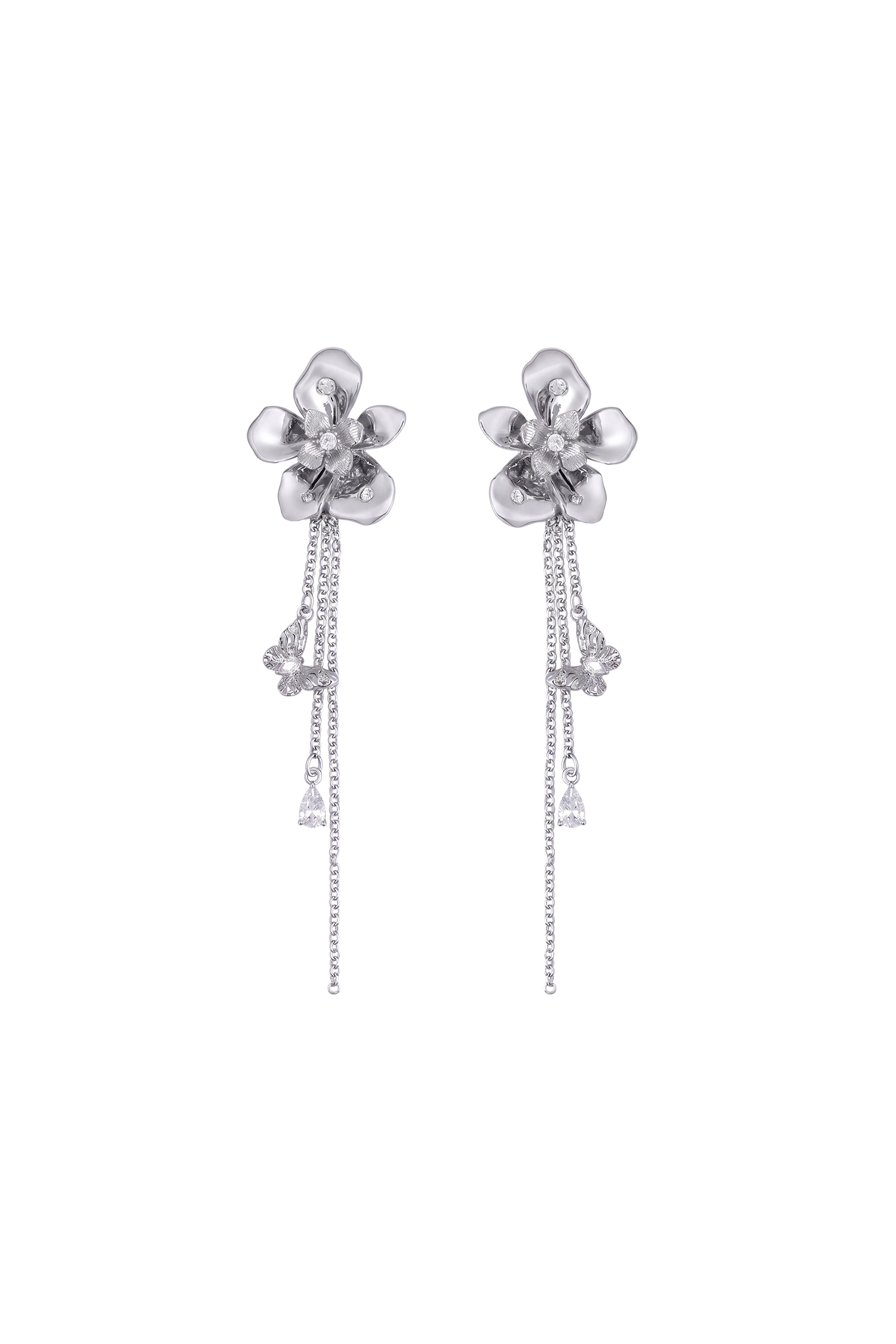 Desi Glam Rhinestone Chain Tassel Earrings