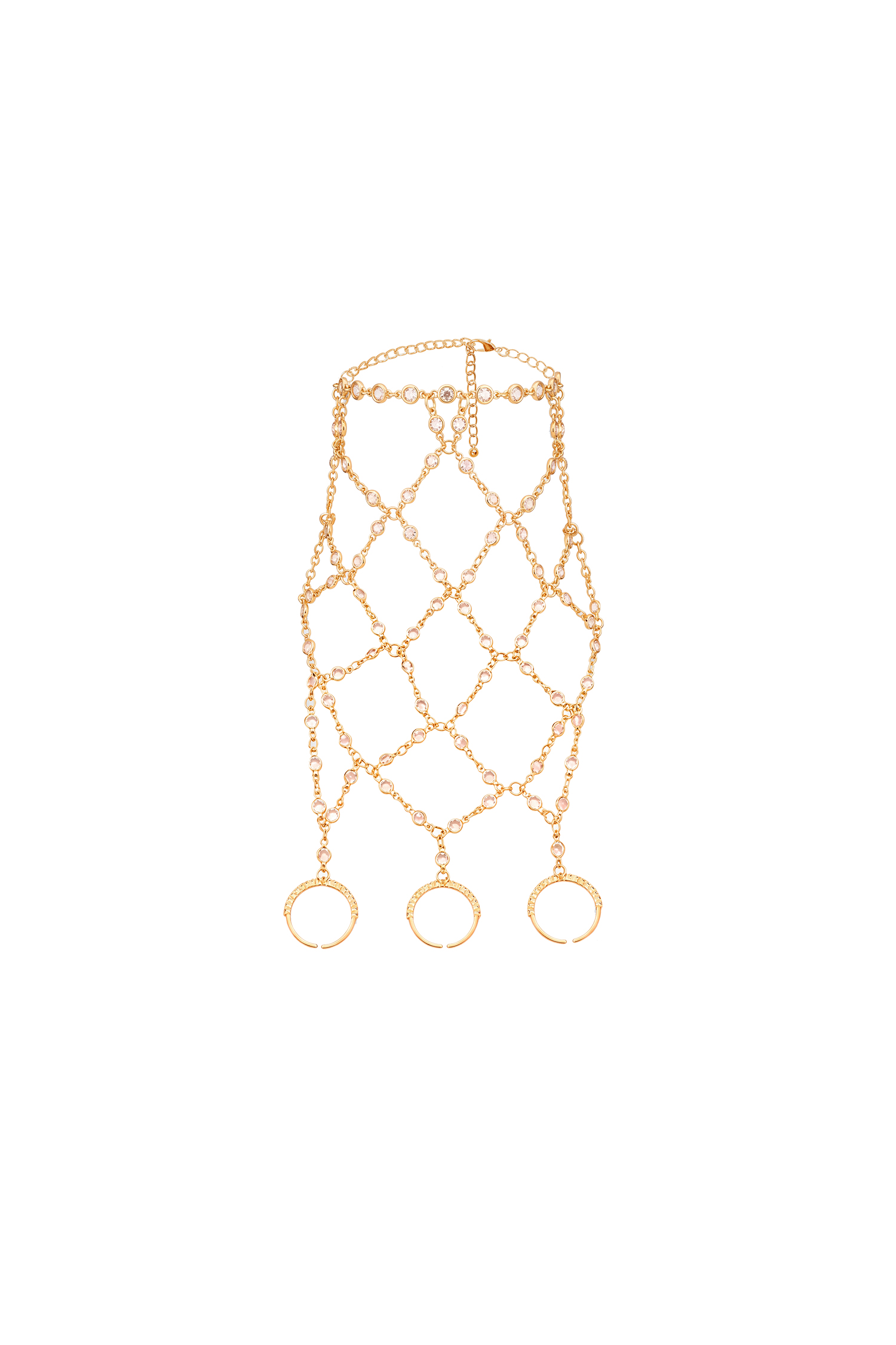 Elisabeth Glam Mesh Pattern Rhinestone Hand Chain