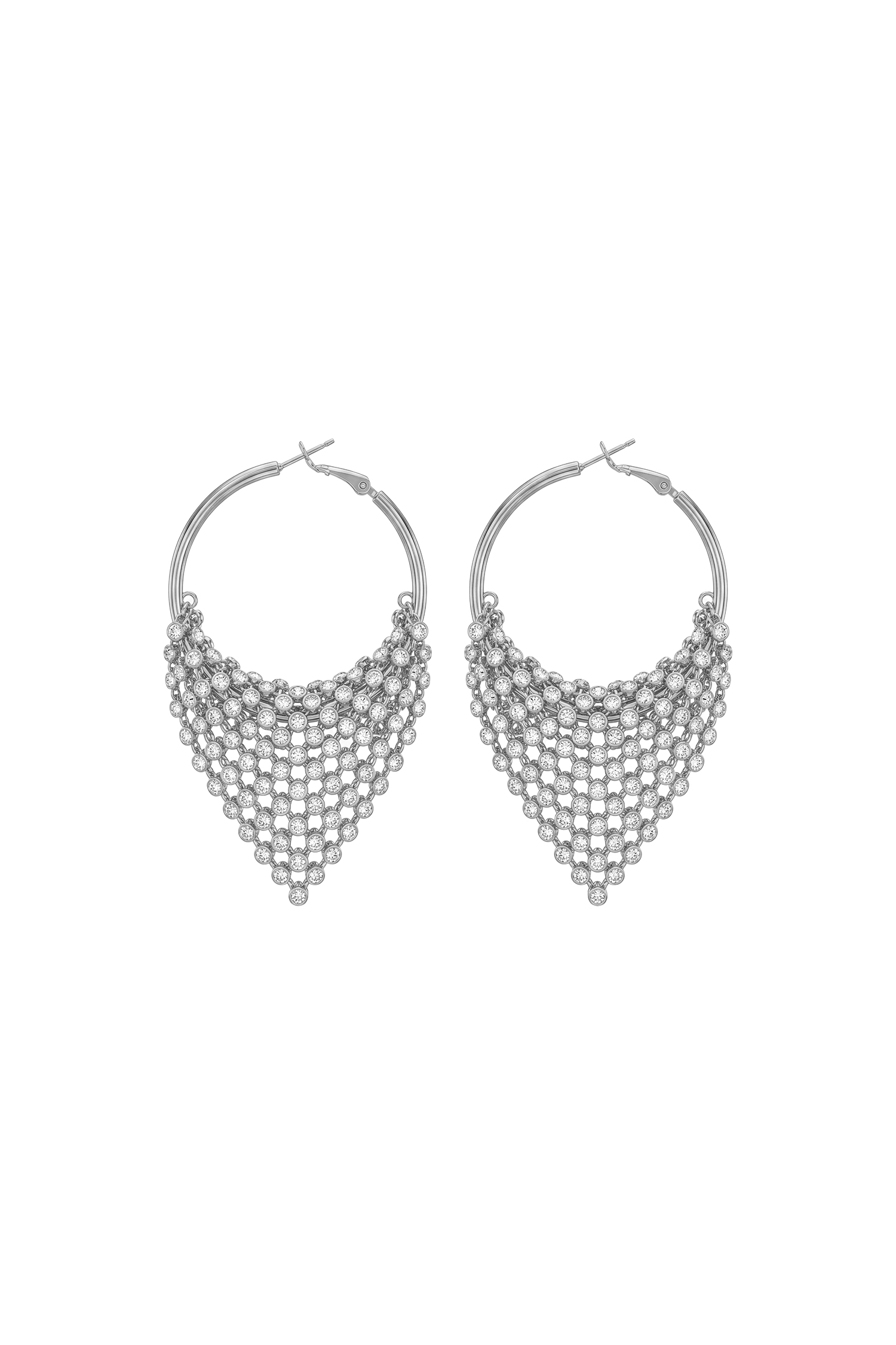 Siara Glam Diamond Rhinestone Fan Shape Dangle Black Earrings