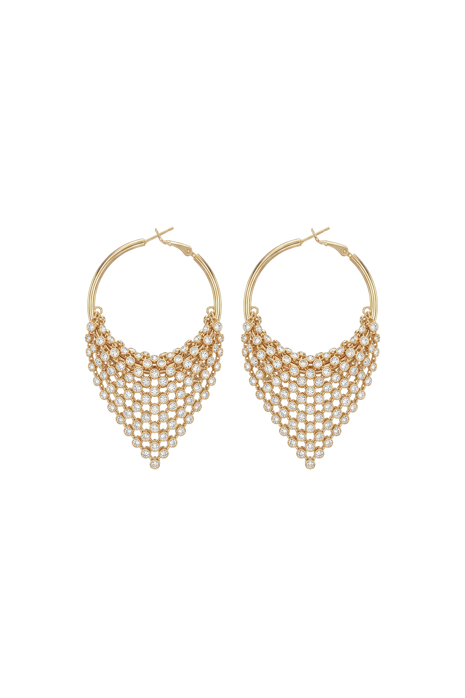 Siara Glam Diamond Rhinestone Fan Shape Dangle Gold Earrings