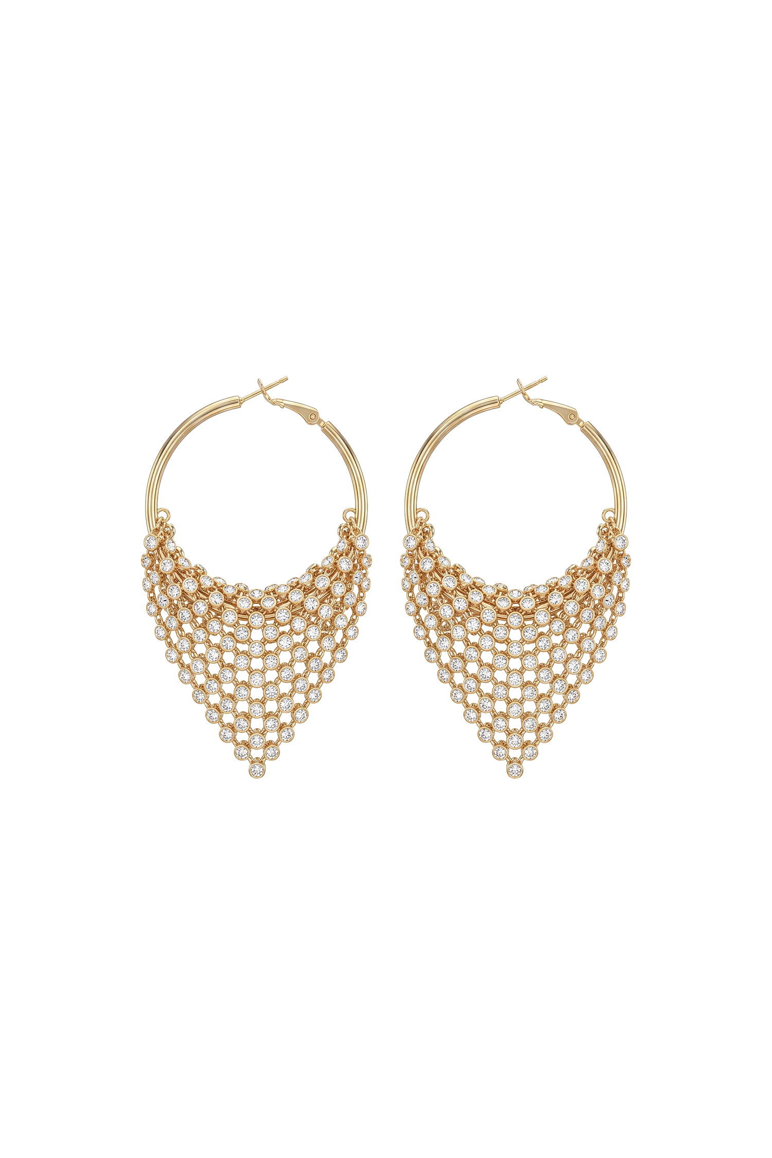 Siara Glam Diamond Rhinestone Fan Shape Dangle Gold Earrings