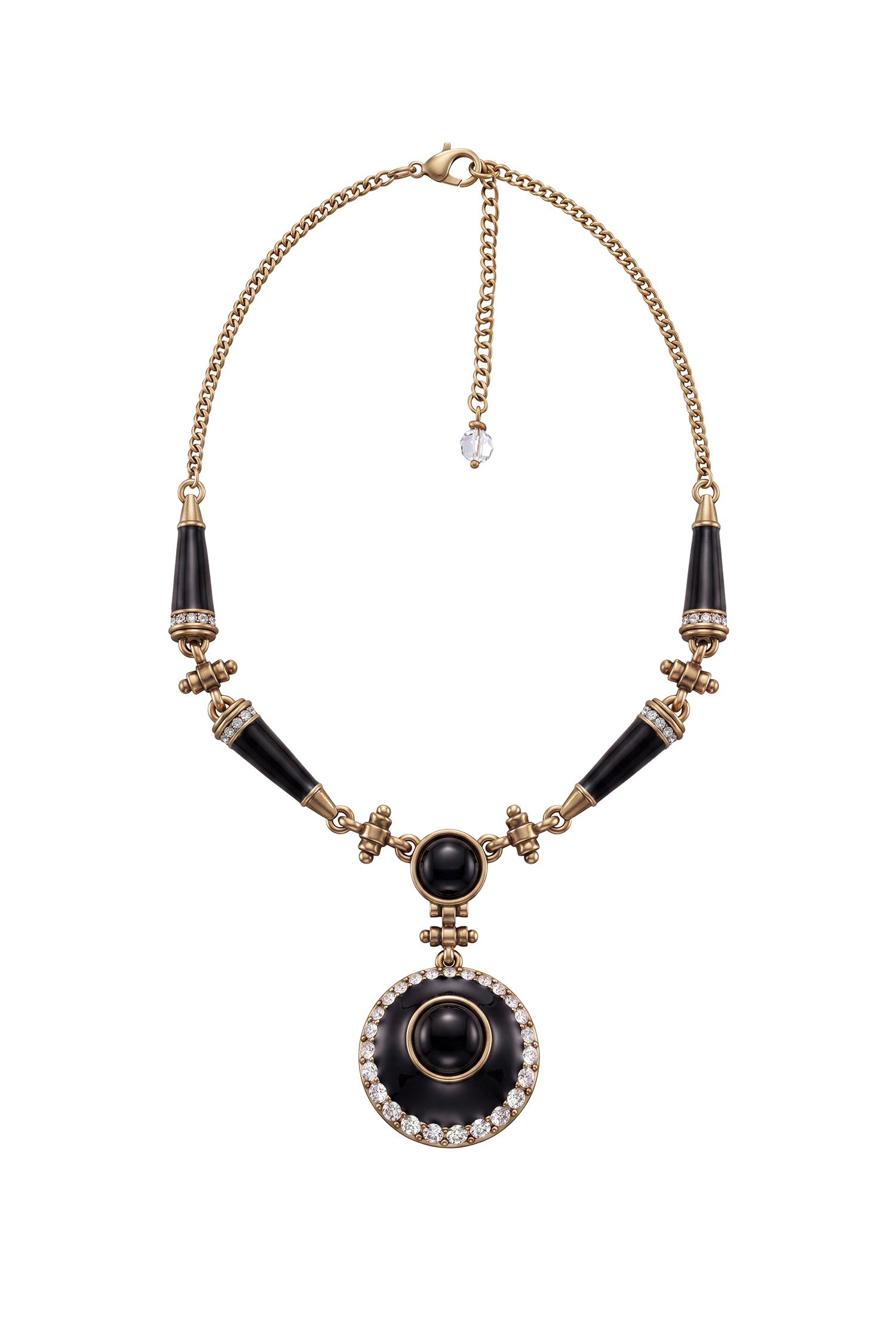 Kattin Elowen Vintage Zircon Antique Gold Pendant Necklace