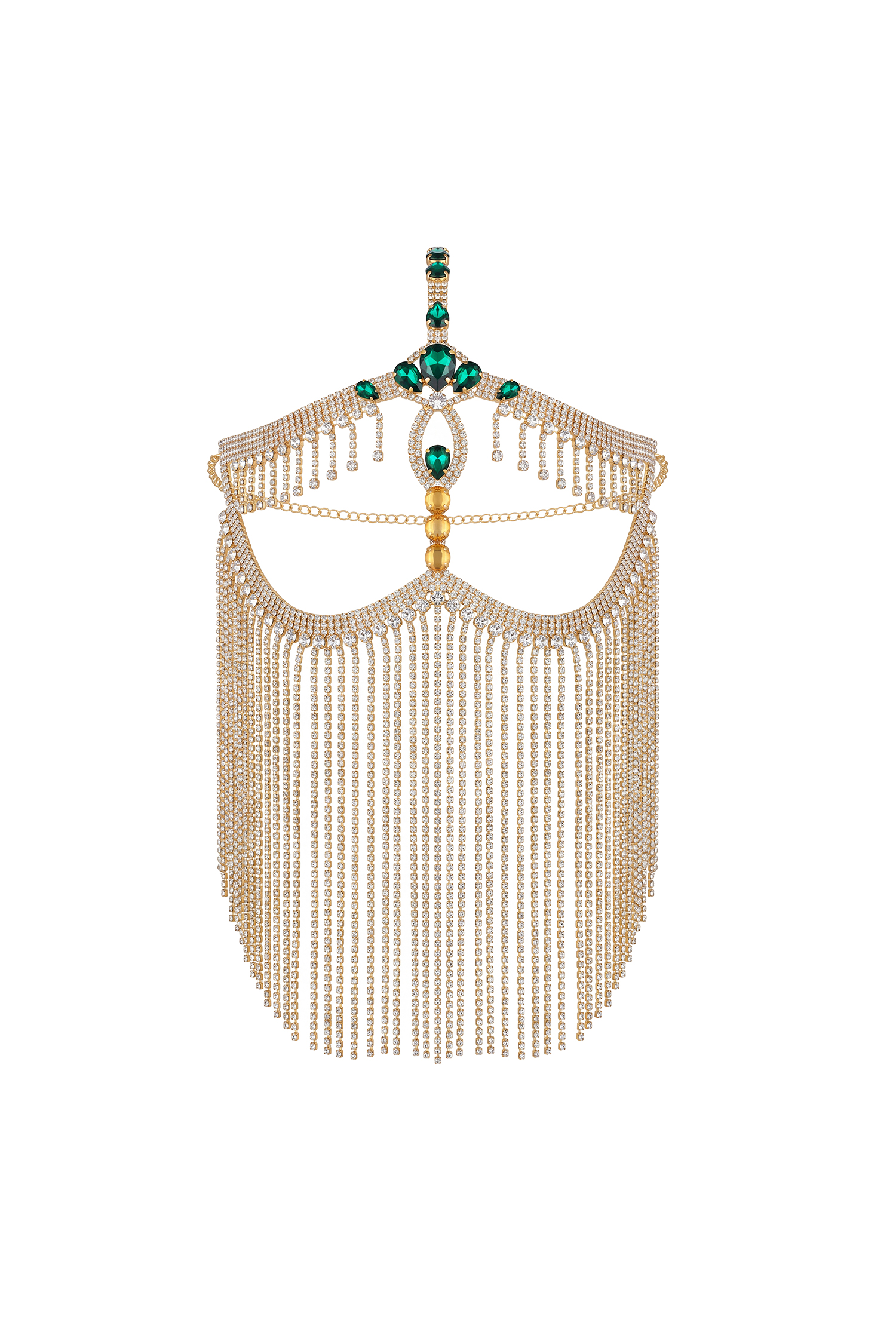 Devonne Majestic Rhinestone Tassel Integrated Mask