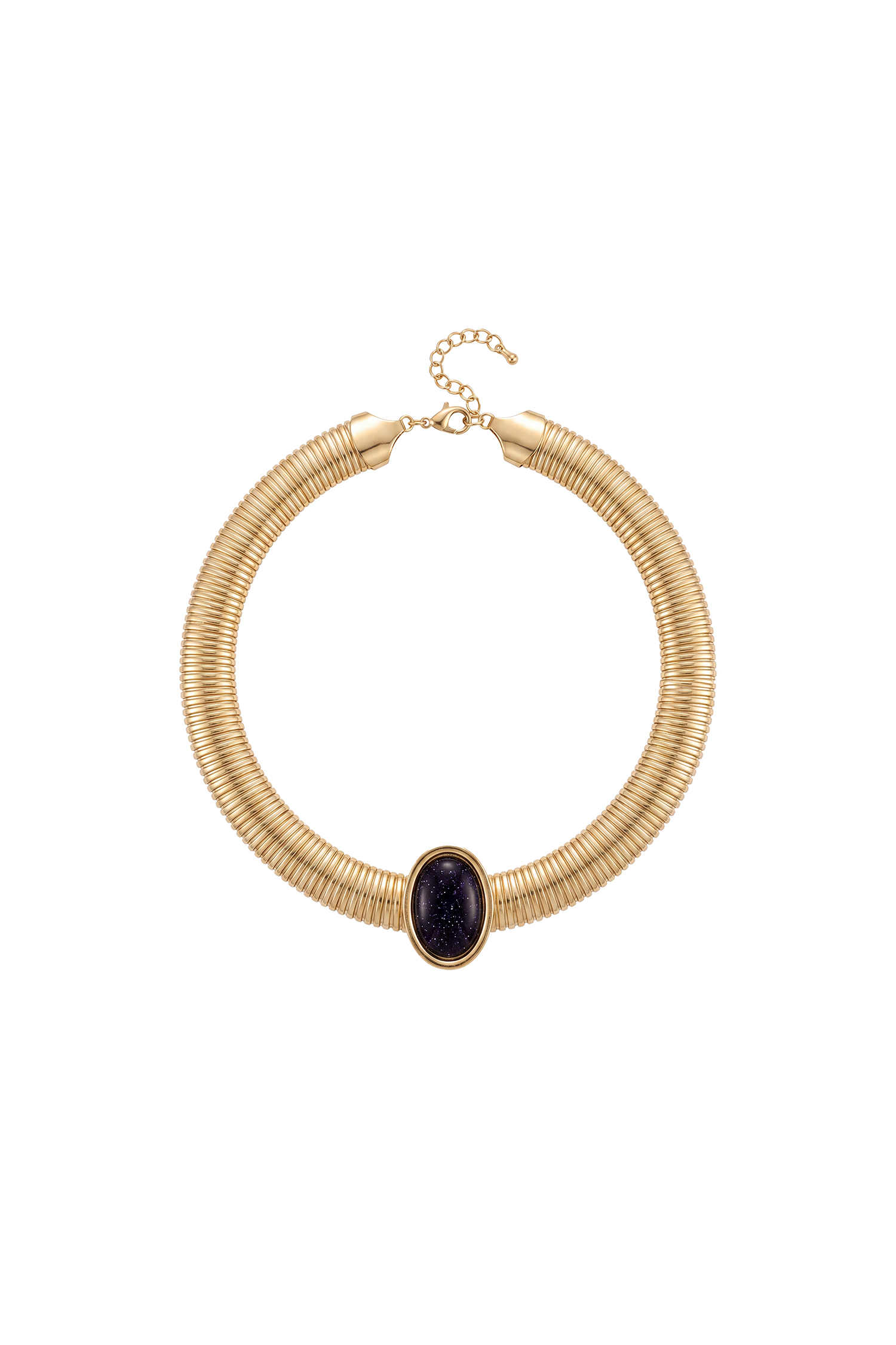 Sydney Elowen Luxe Snake Chain Bezel Set Oval Stone Choker Necklace