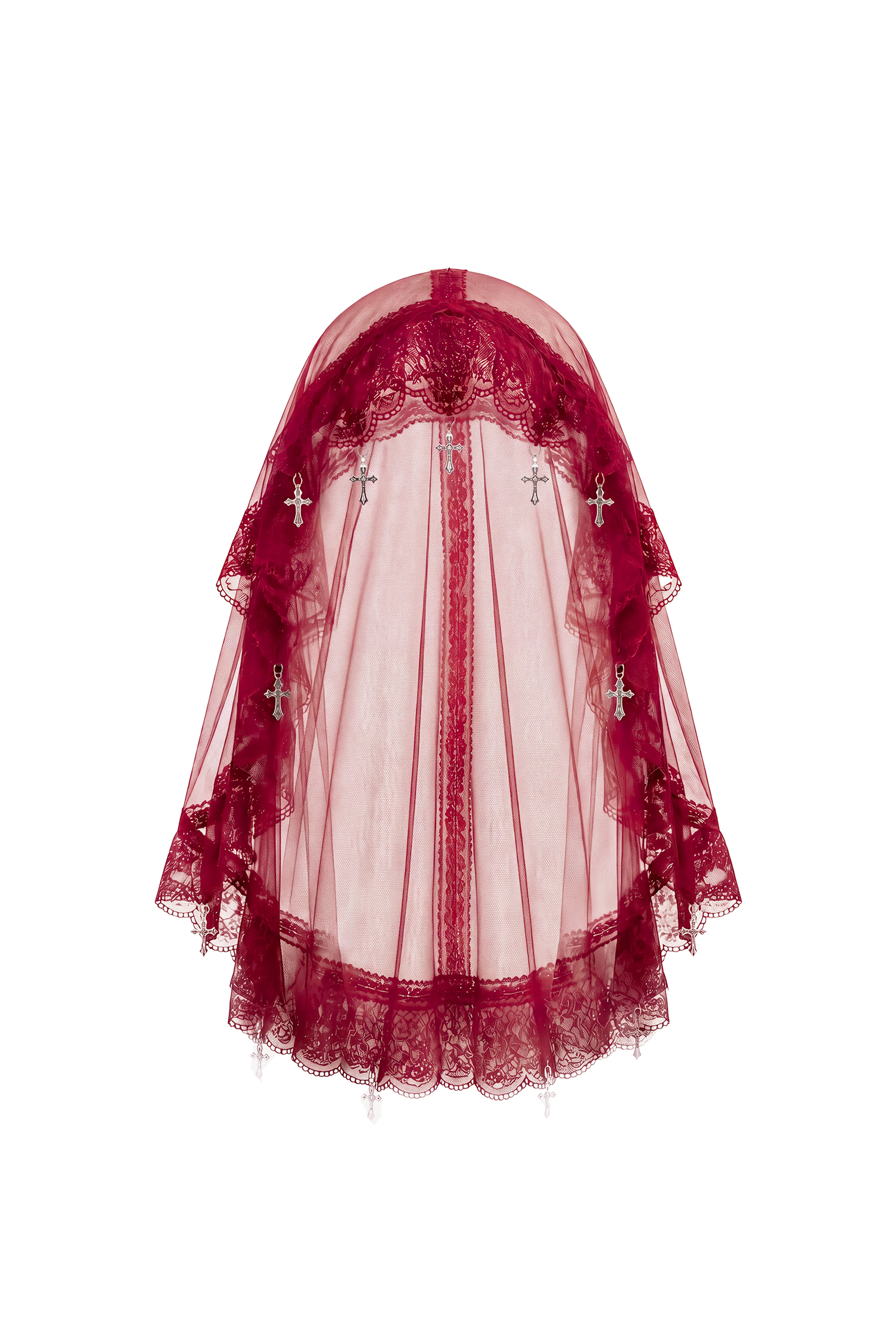 Horga Gothic Cross Lace Red Veil