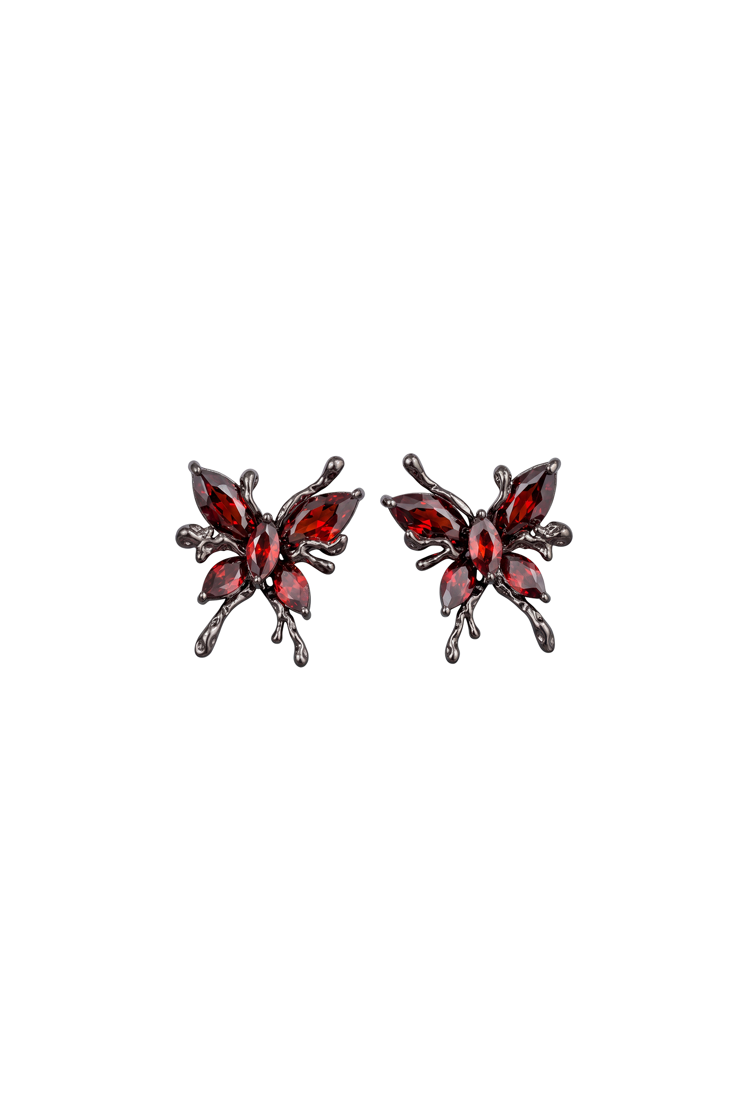 Zelda Gothic Red Rhinestone Butterfly Earrings