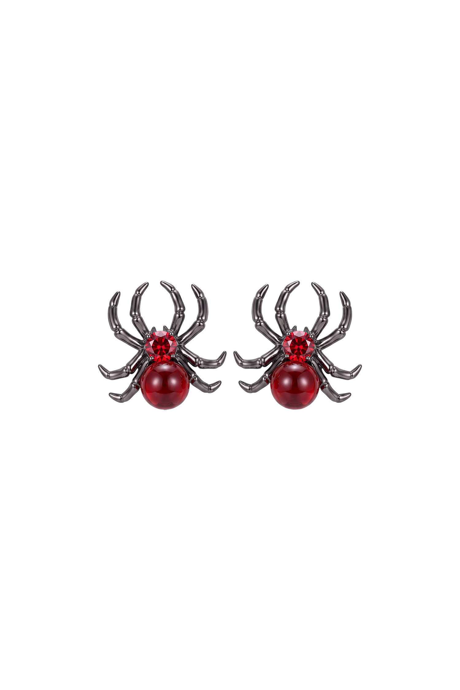 Tutti Gothic Red Rhinestone Spider Earrings