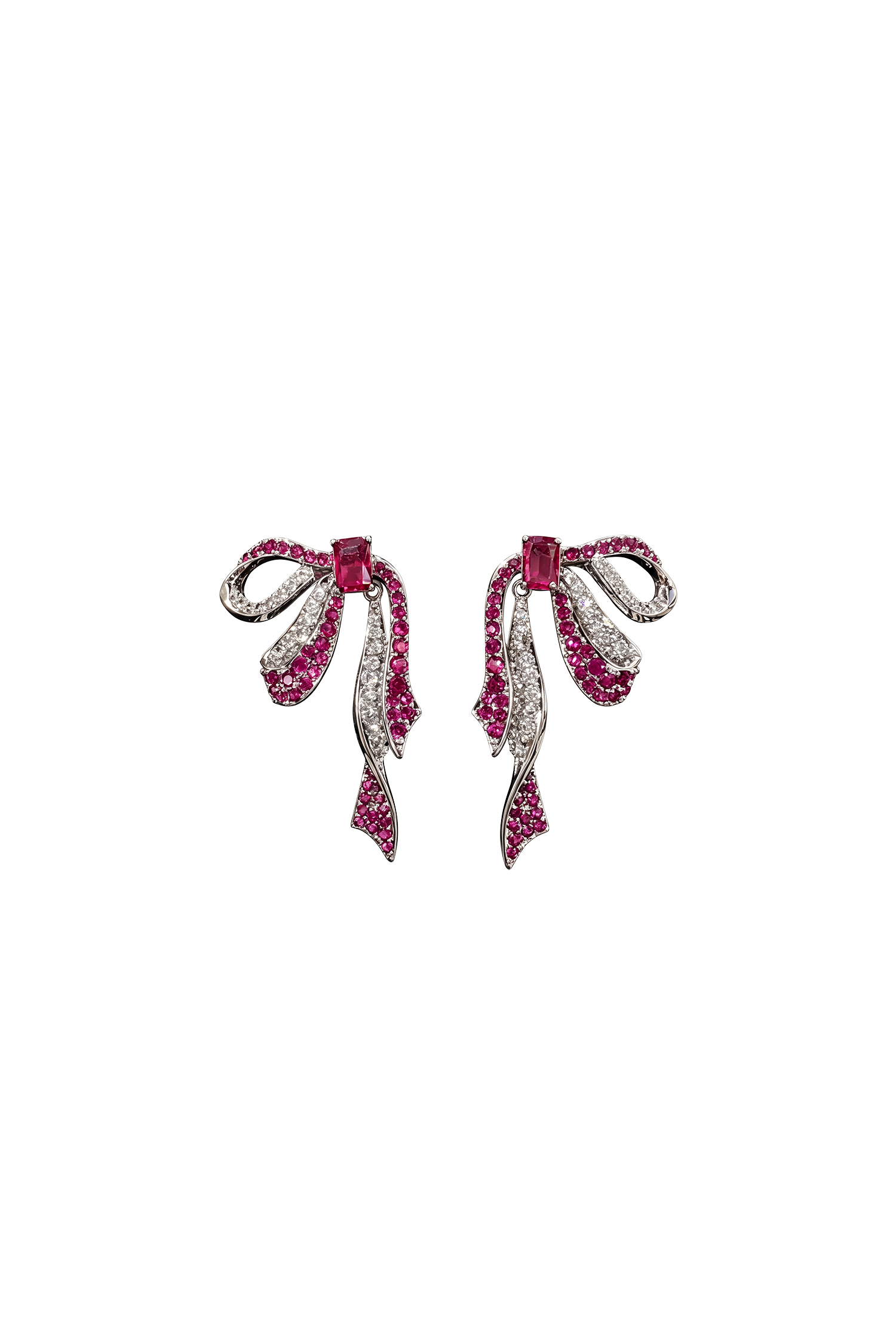 Kerta Rhinestone Twisted Ribbon Bow Earrings
