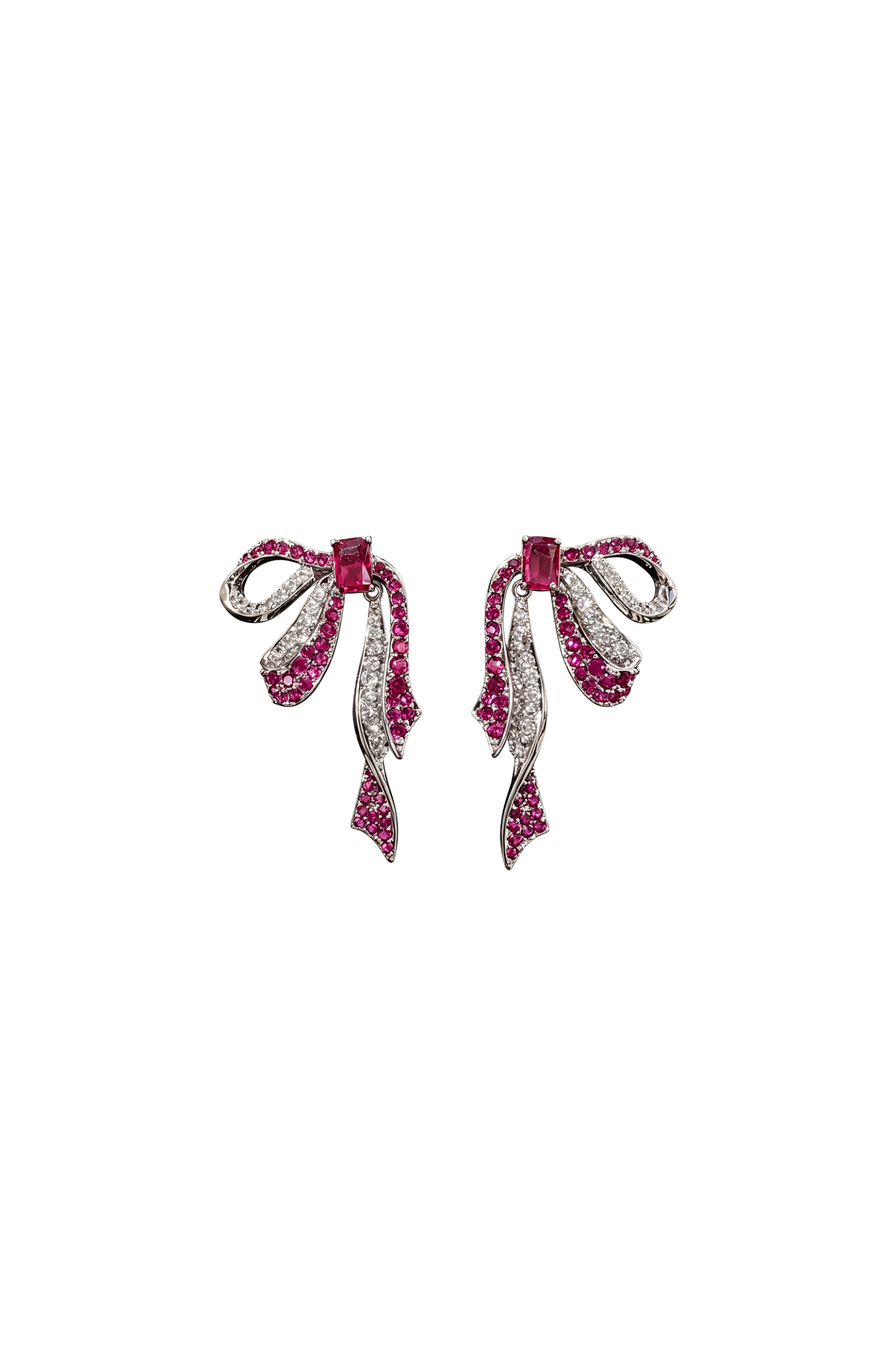 Kerta Rhinestone Twisted Ribbon Bow Earrings