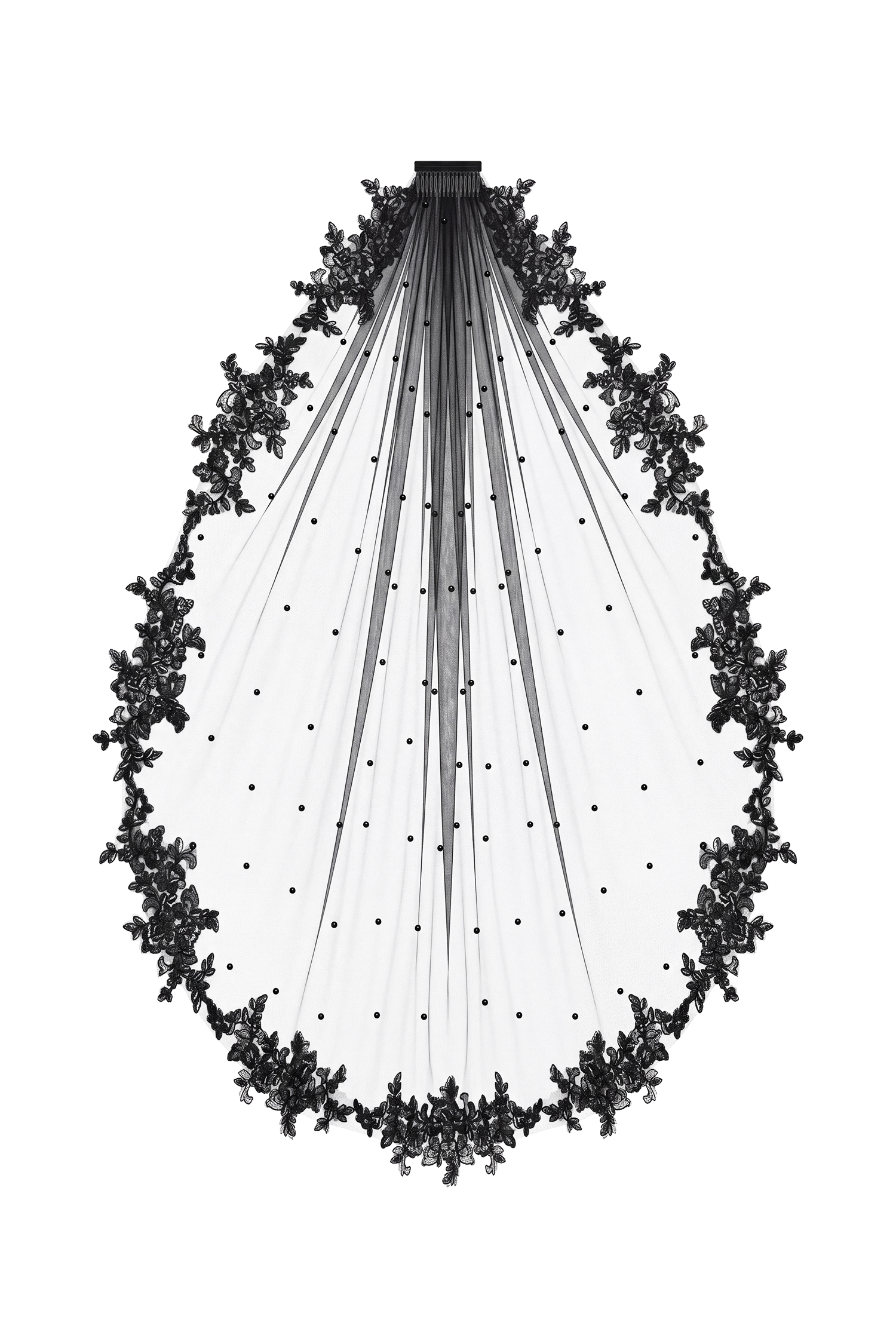 Darcel Gothic Beaded Lace Floral Long Cathedral Veil