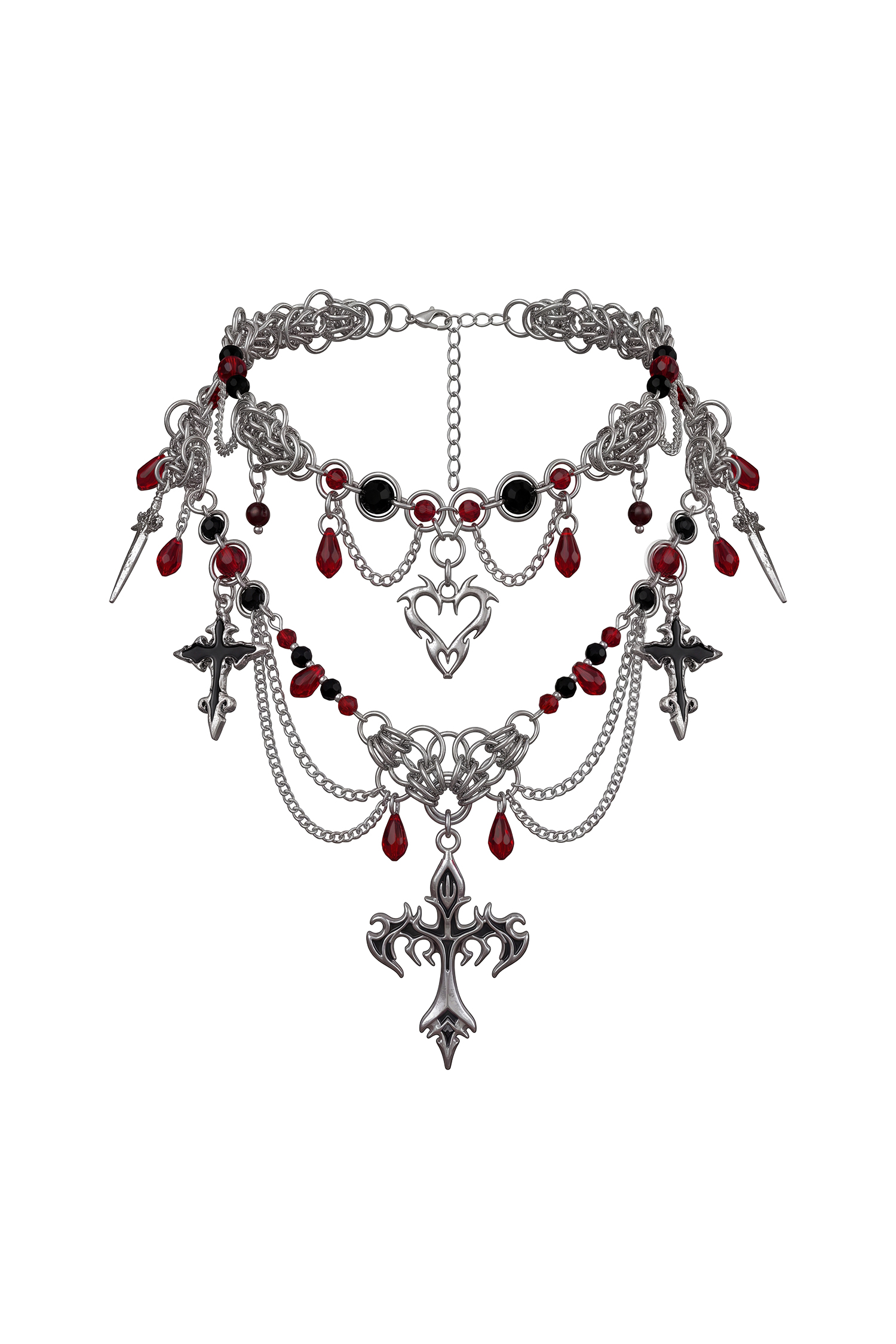Laney Gothic Hollow Tassel Heart Necklace