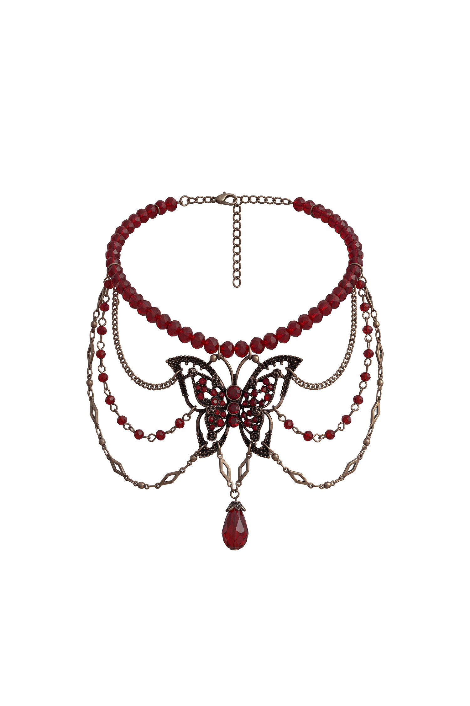 Uniko Romantic Multi Layer Butterfly Tassel Teardrop Necklace