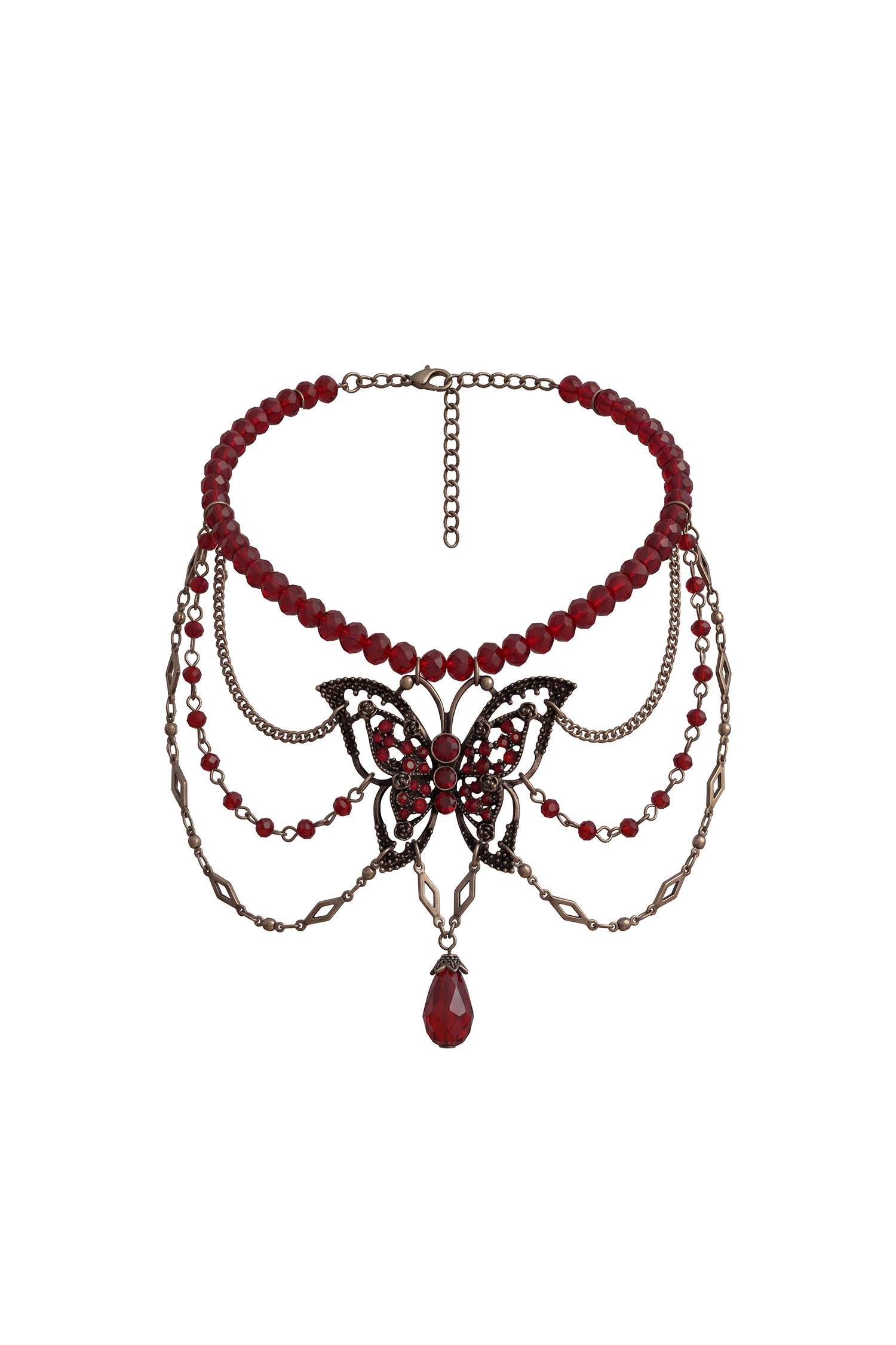 Uniko Romantic Multi Layer Butterfly Tassel Teardrop Necklace