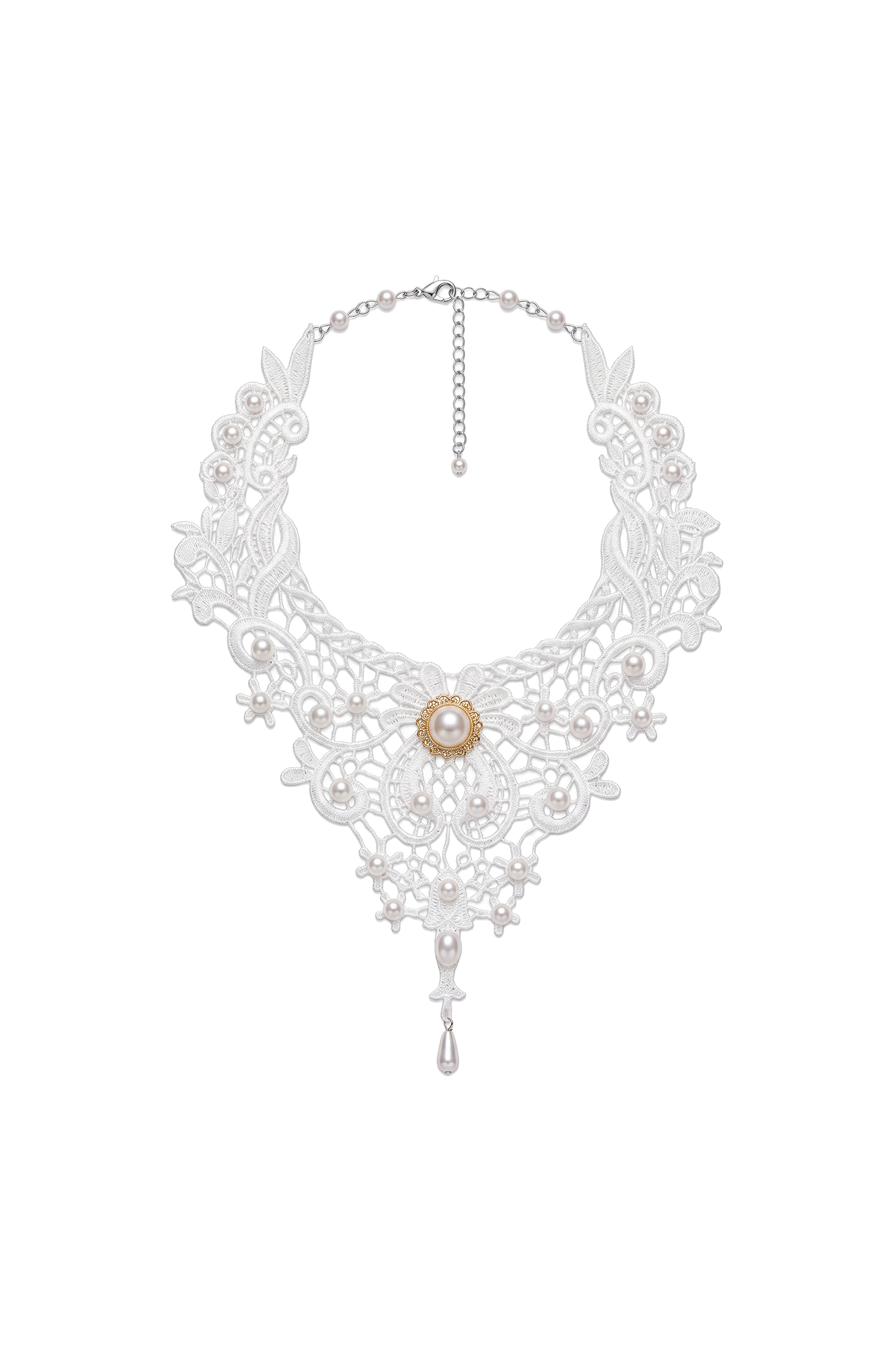 Lavender Vintage Lace Pearl Teardrop Floral Choker