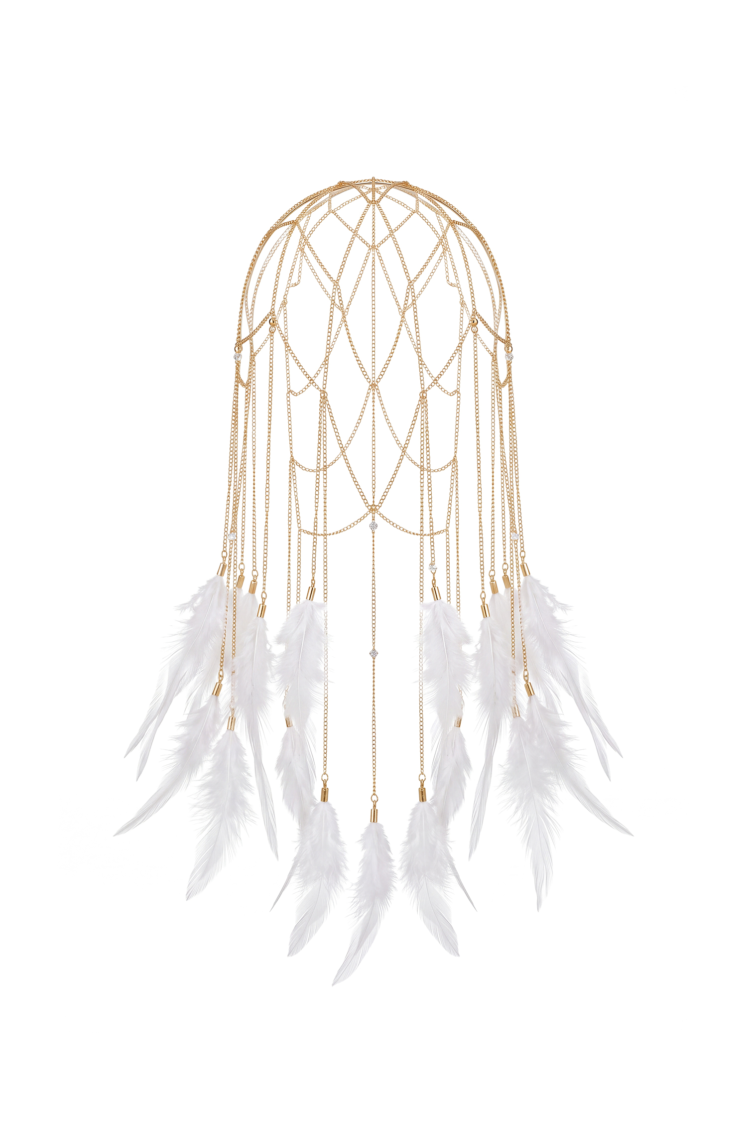 Diliro Vintage Chain White Feather Headpiece