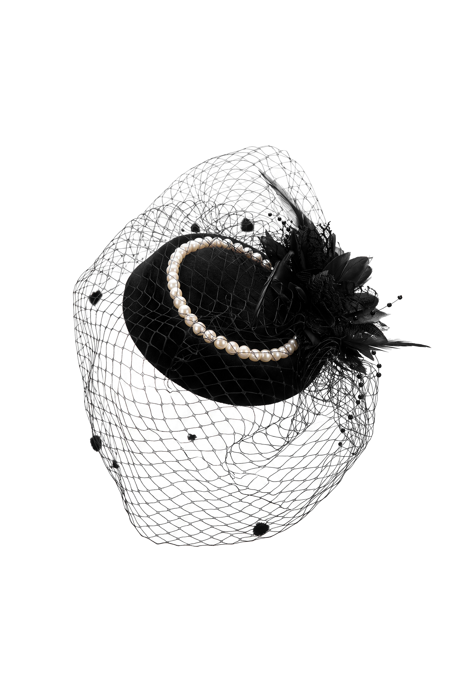 Irregular Vintage Feather Pearl Fascinator