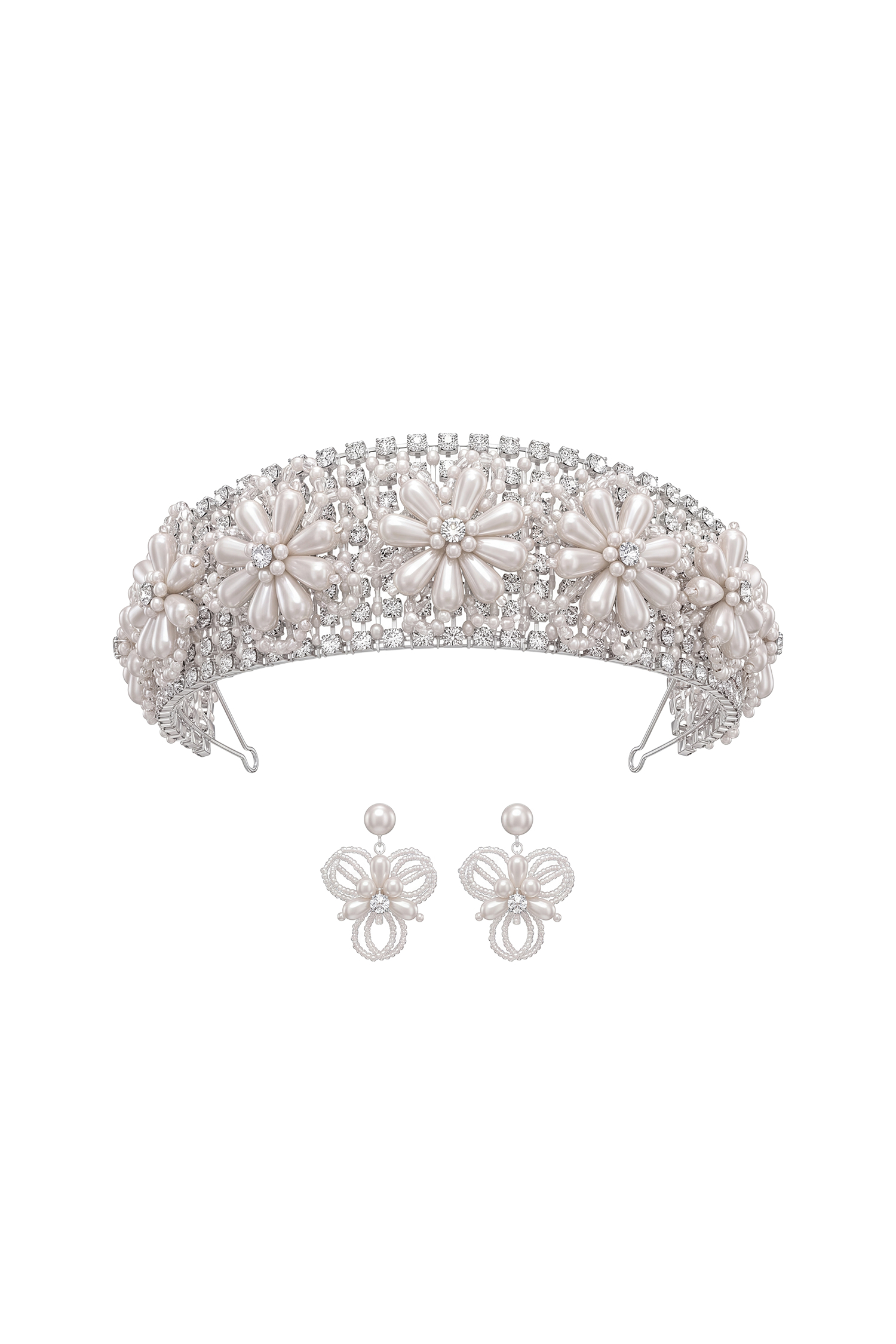 Isolde Beaded Floral Headband & Earring Set