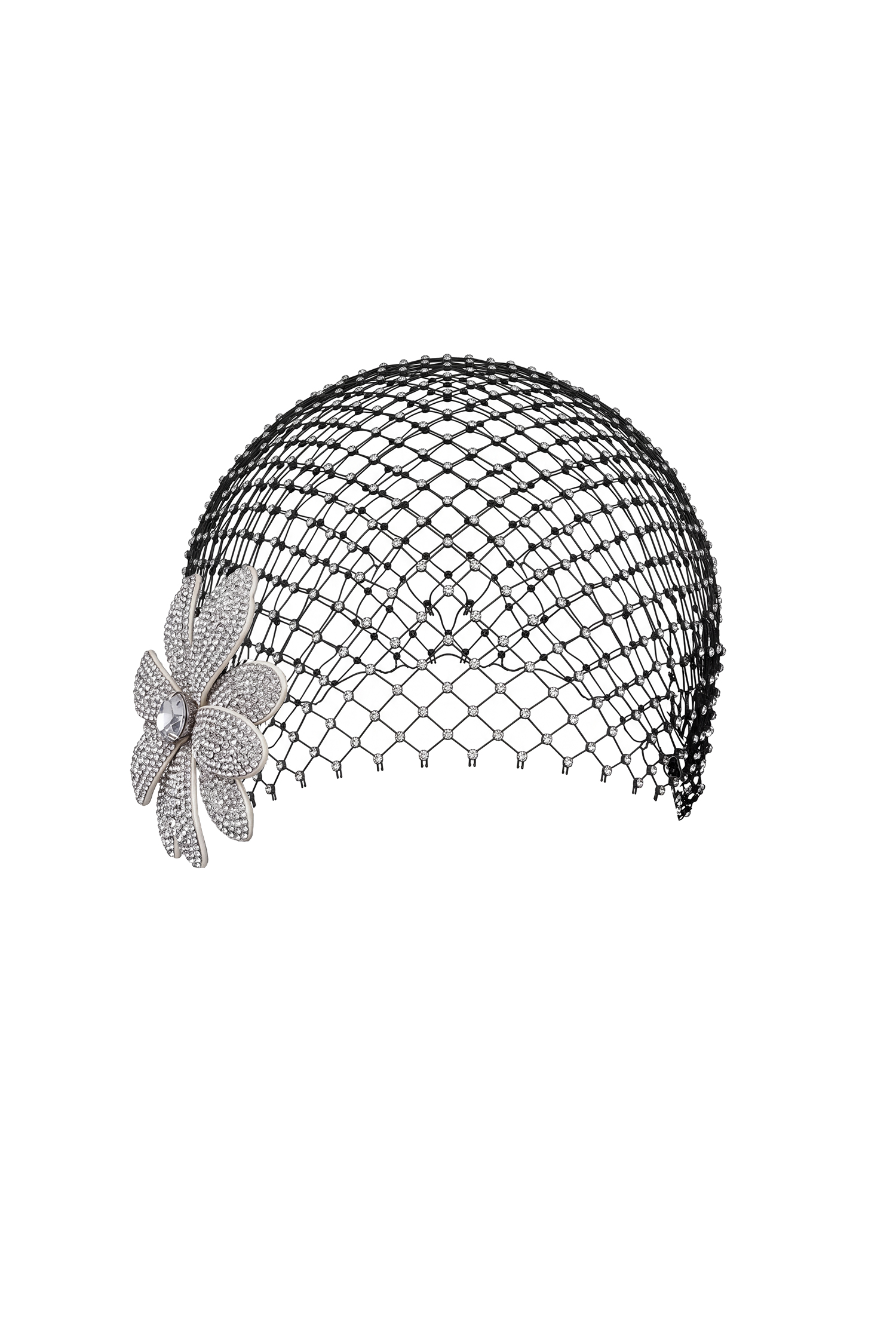Trilace Pavé Crystal Flower Net Fascinator