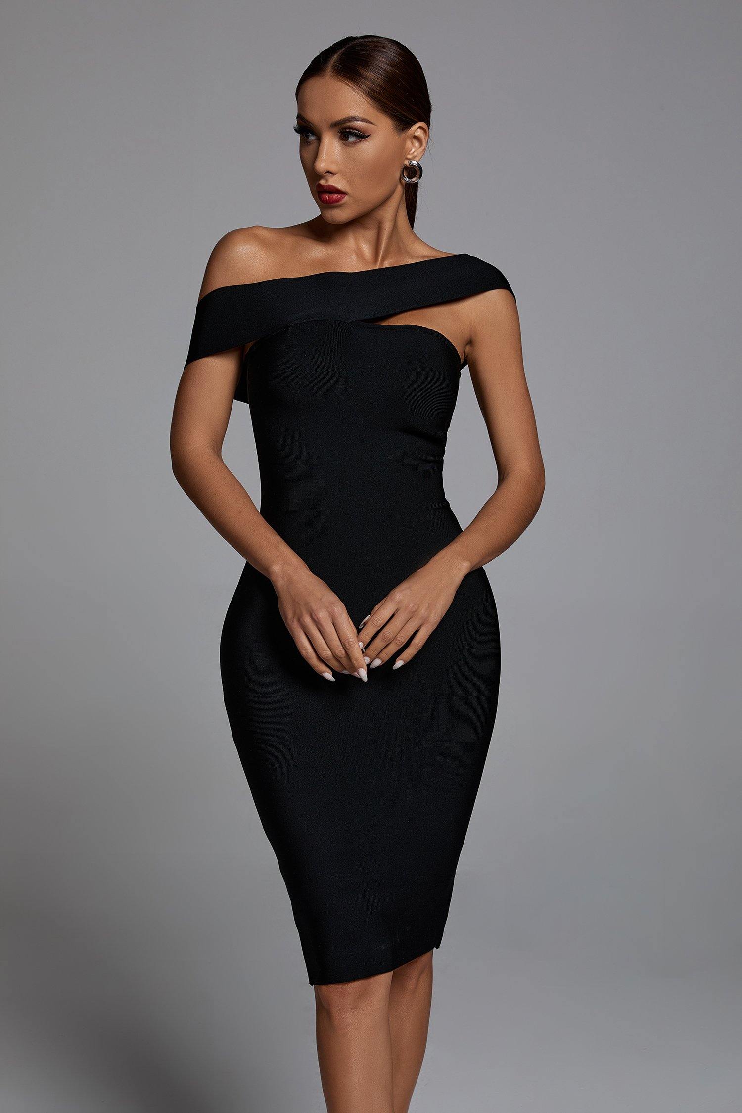Buy Dressystar 0042 Lace Off Shoulder Cocktail Hi-Lo Bridesmaid Swing Dress  Black XS at Amazon.in