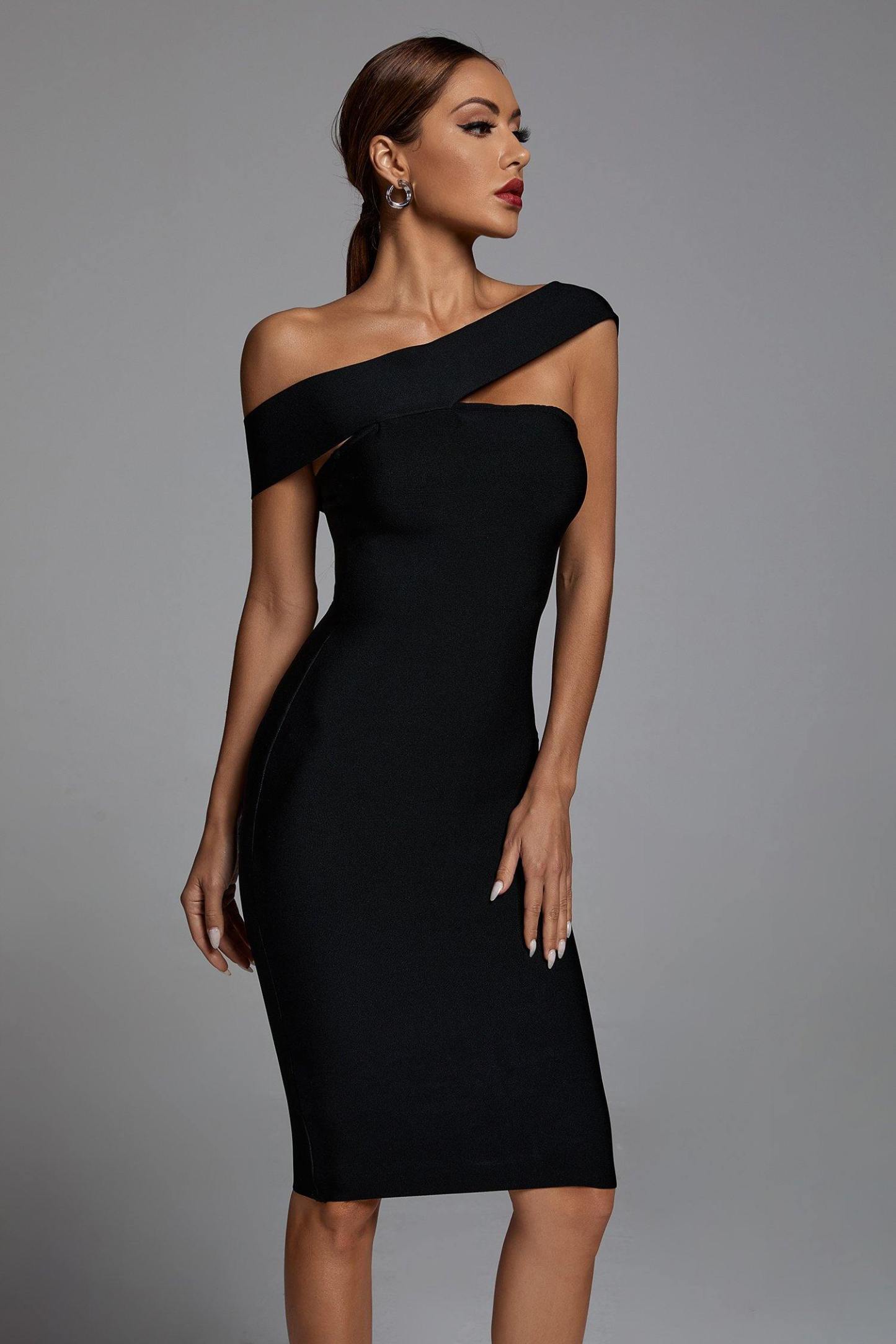 Black off the 2024 shoulder party dress