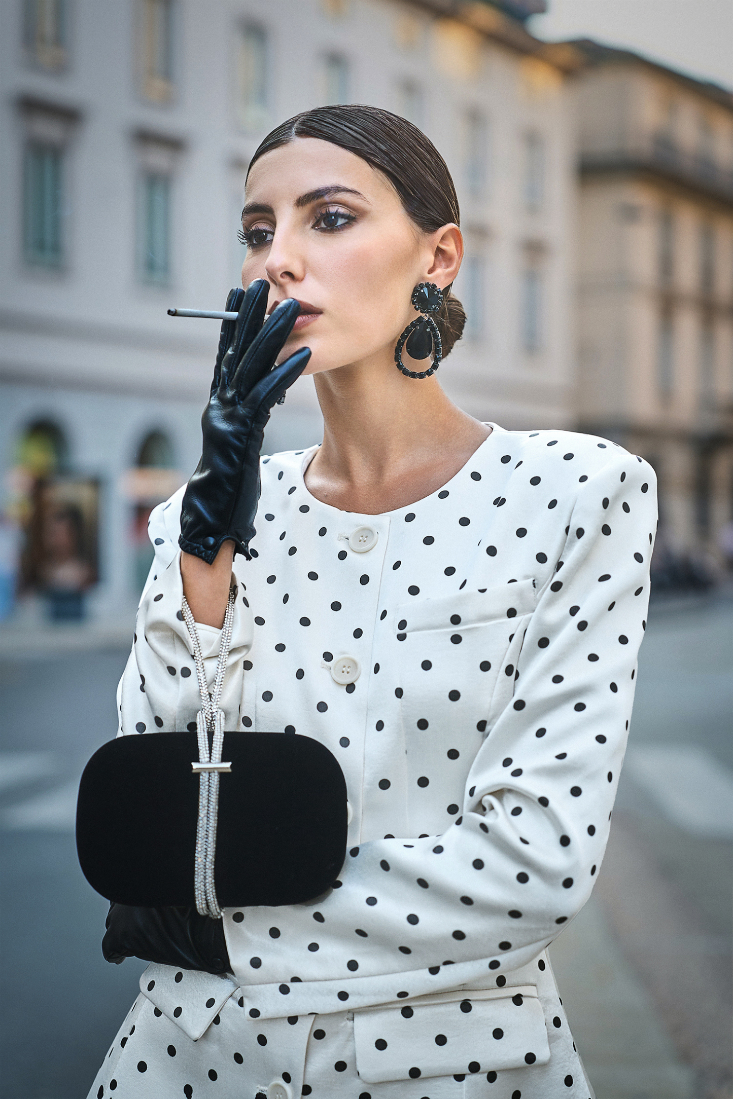 Saraja Round Neck Long Sleeves Dot Printed Top Coat