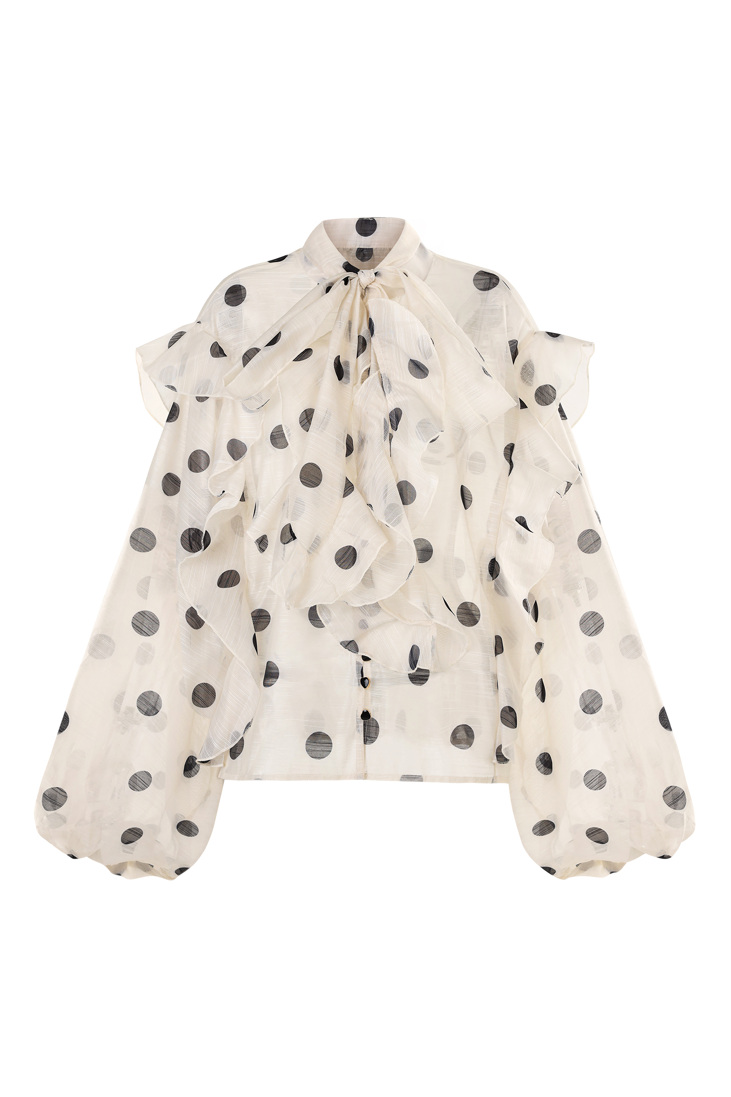 Filasy Dot Printed Long Sleeves Flowers Bowknot Top And Skirt Two-Piece Set