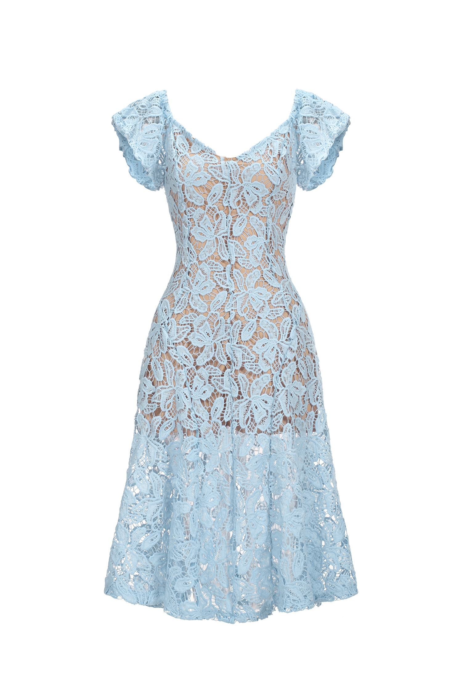 Kerenza Short Sleeves Lace Midi Dress