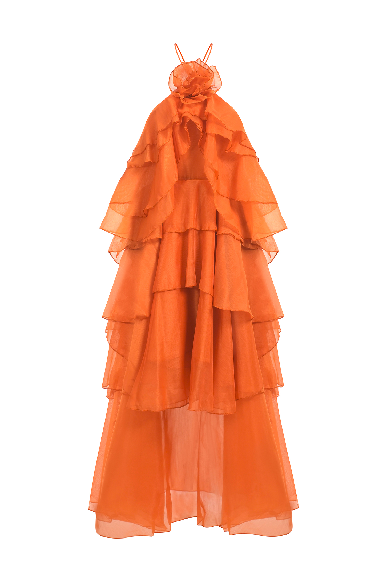 Jesmin Sleeveless Flower Layered Folds Maxi Dress