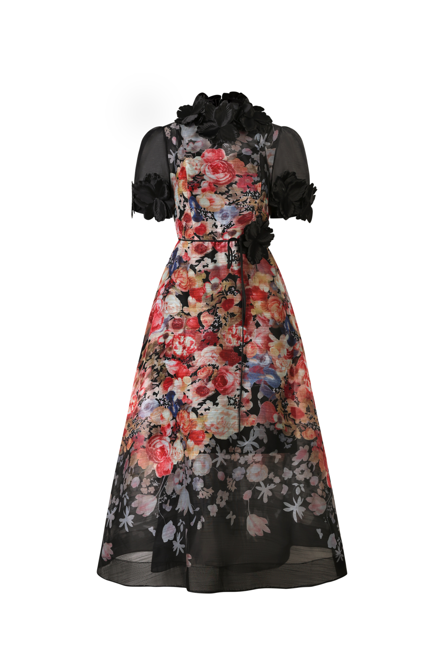 Haliya Short Sleeves Flowers Printed Midi Dress