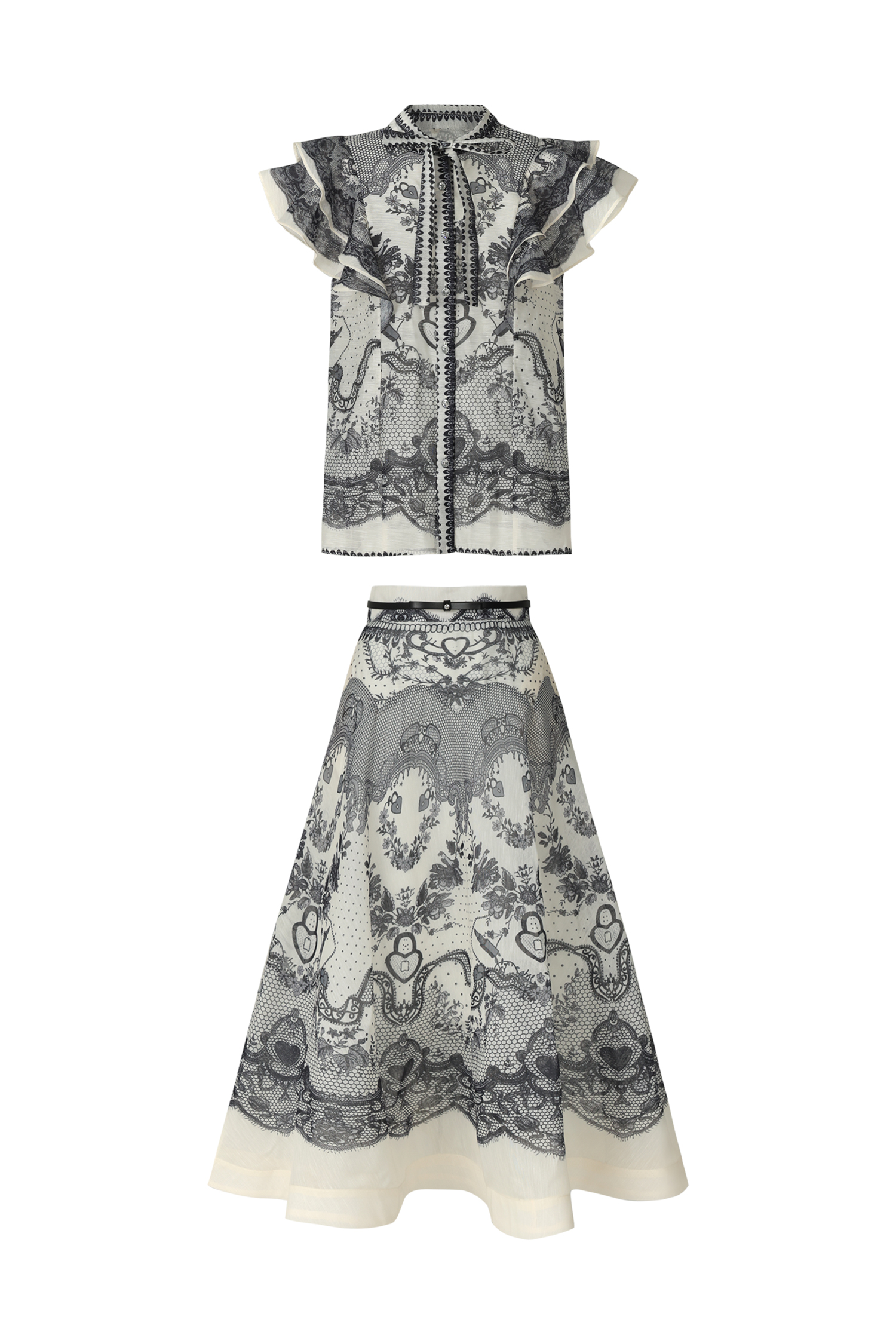 Kenza Sleeveless Floral Printed Top And Skirt Two-Piece Set